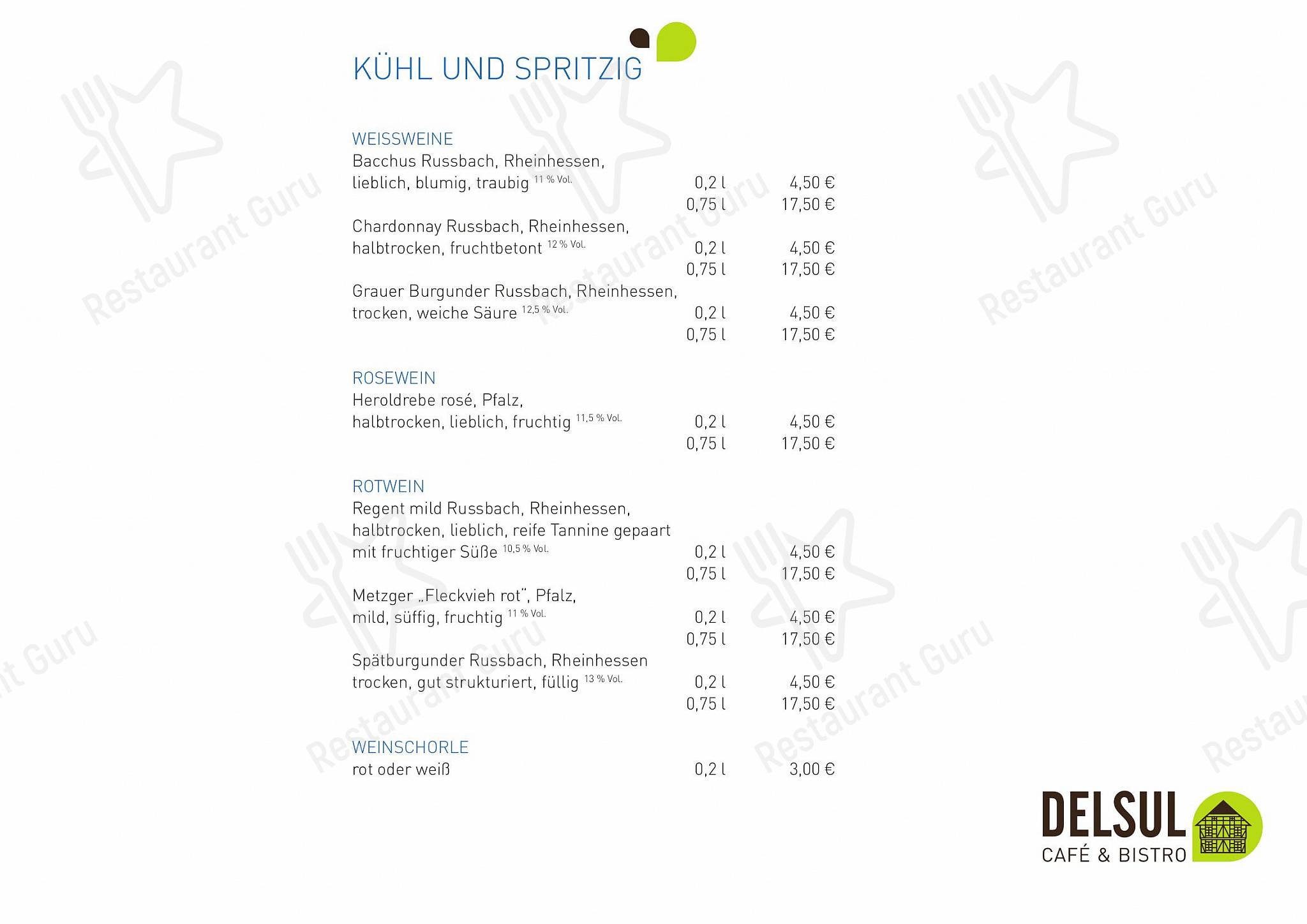 Speisekarte von Delsul - Café Und Bistro cafe, Sulingen