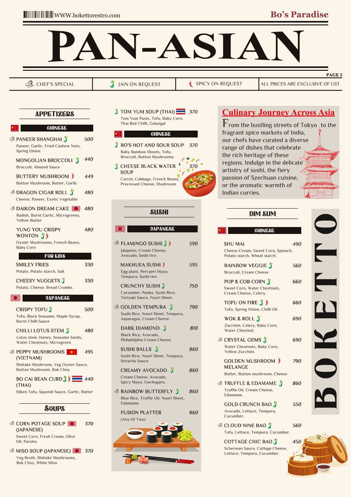 Boketto Restro Modern Cafe menu