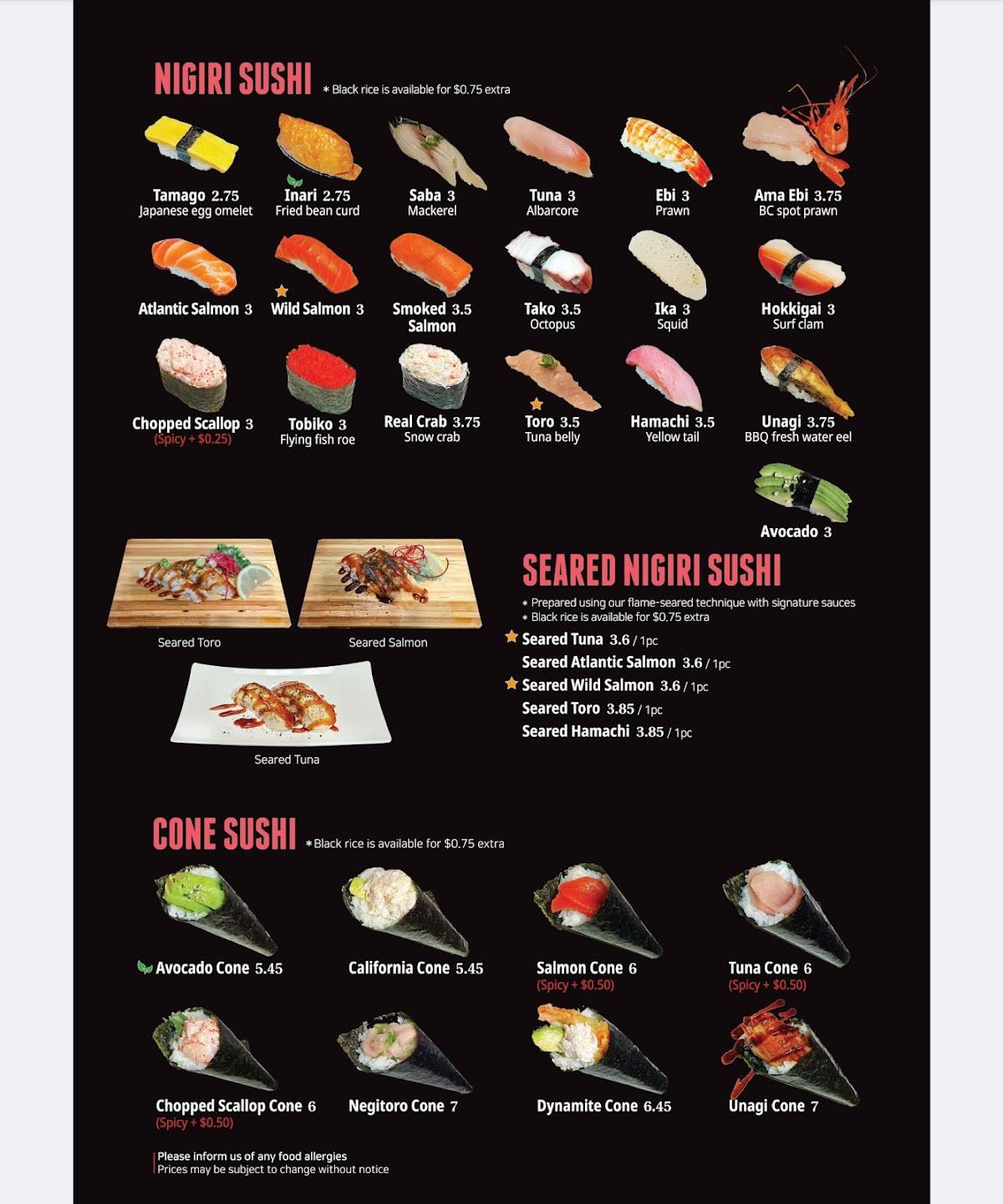 Menu de Sushi Bucks Japanese Restaurant
