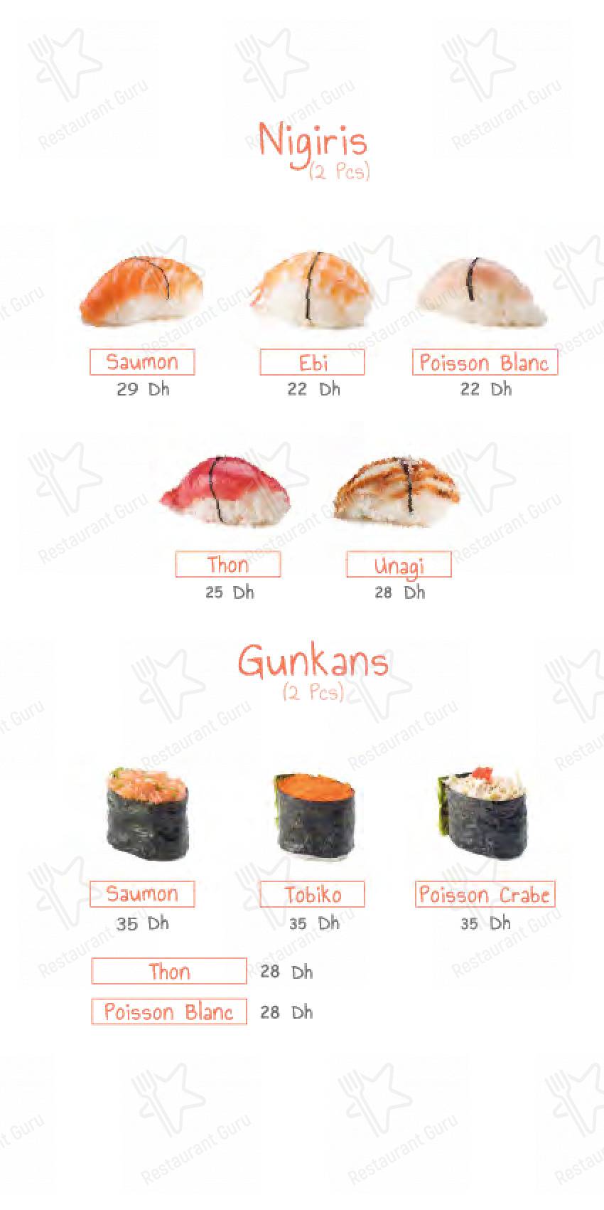 Menu pour Sushi house Hay Riad