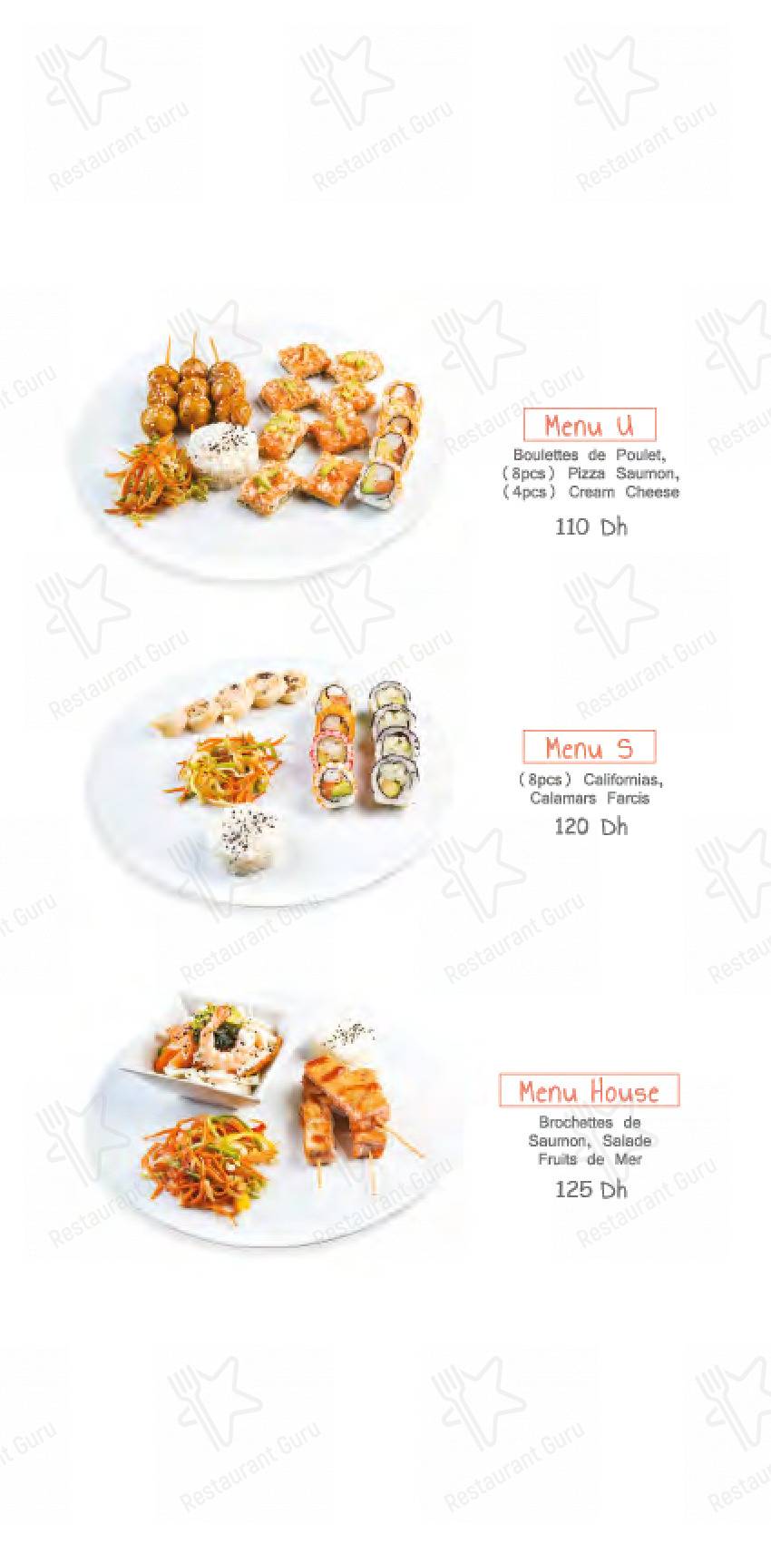 Menu pour Sushi house Hay Riad