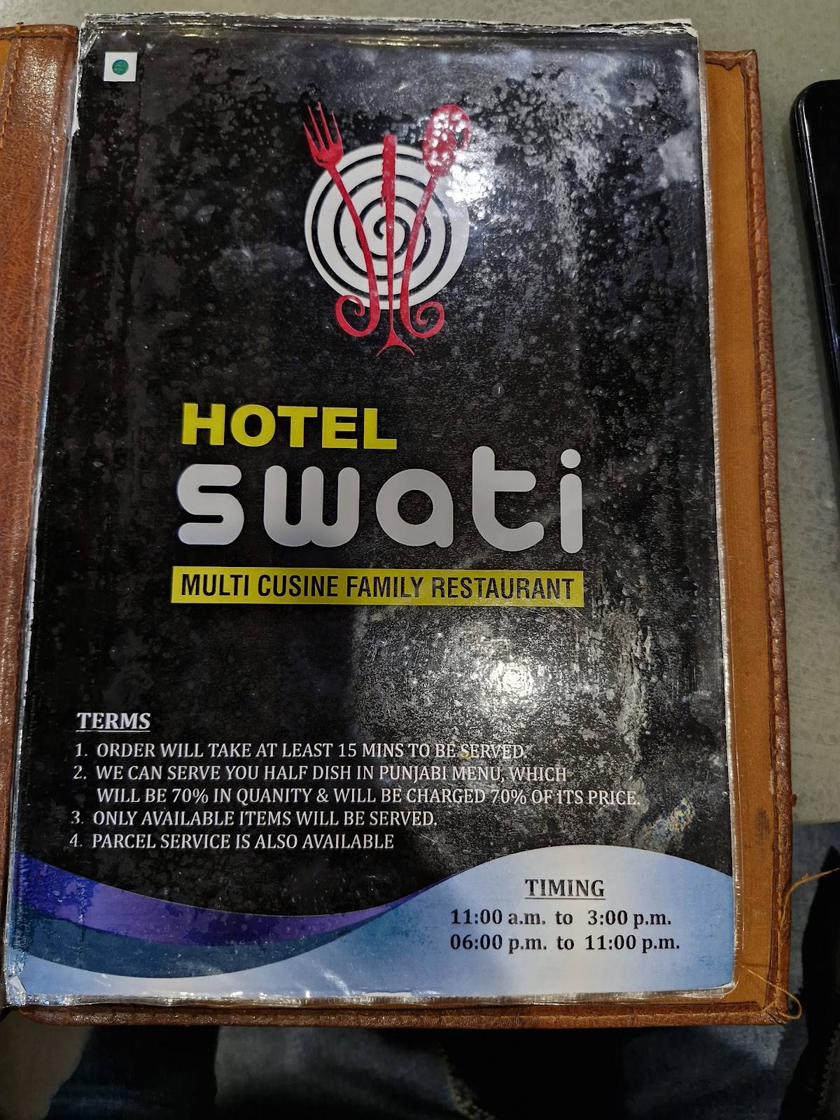 Swati Restaurant menu