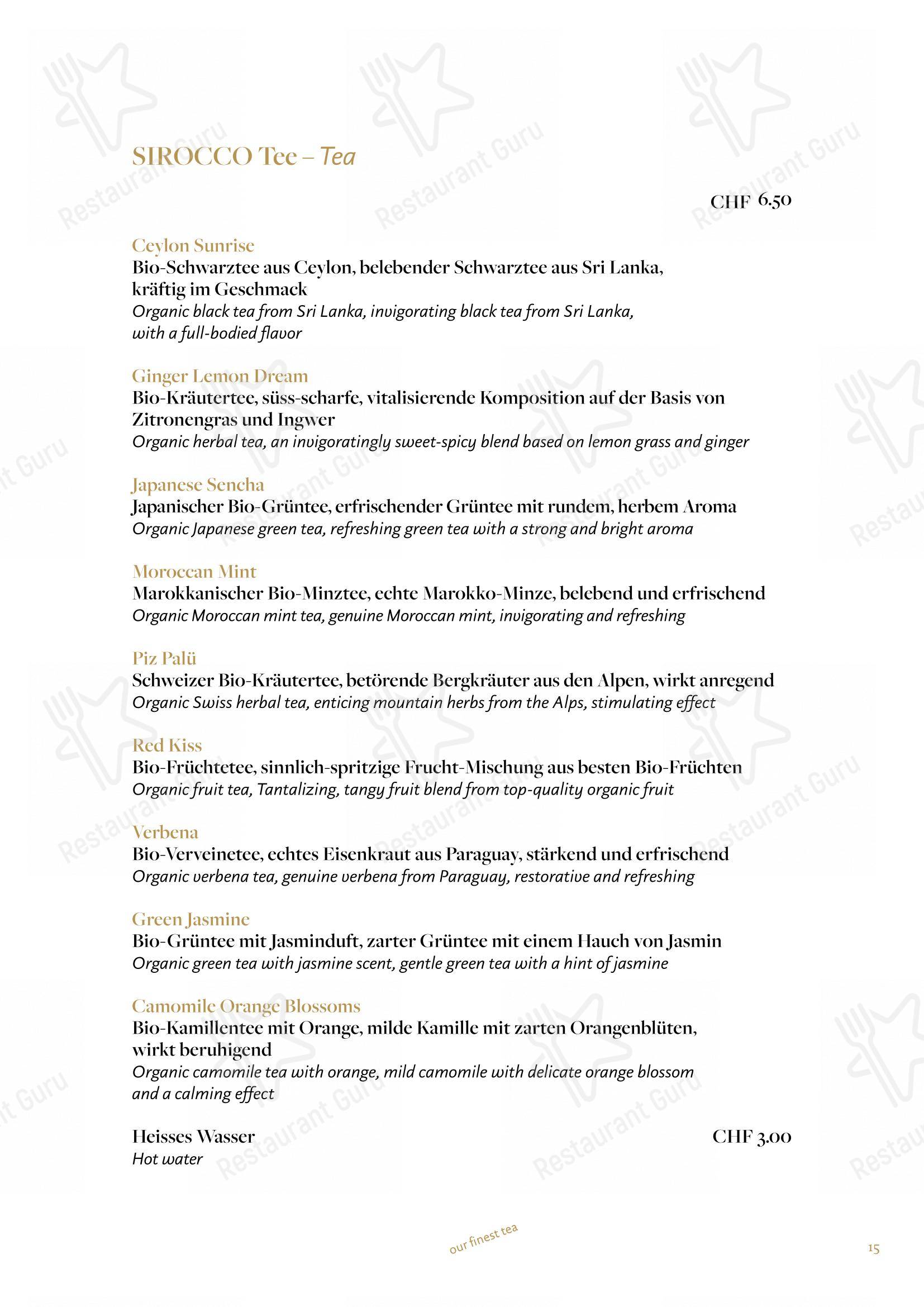 Ночное меню per Swiss Chuchi Restaurant ristorante