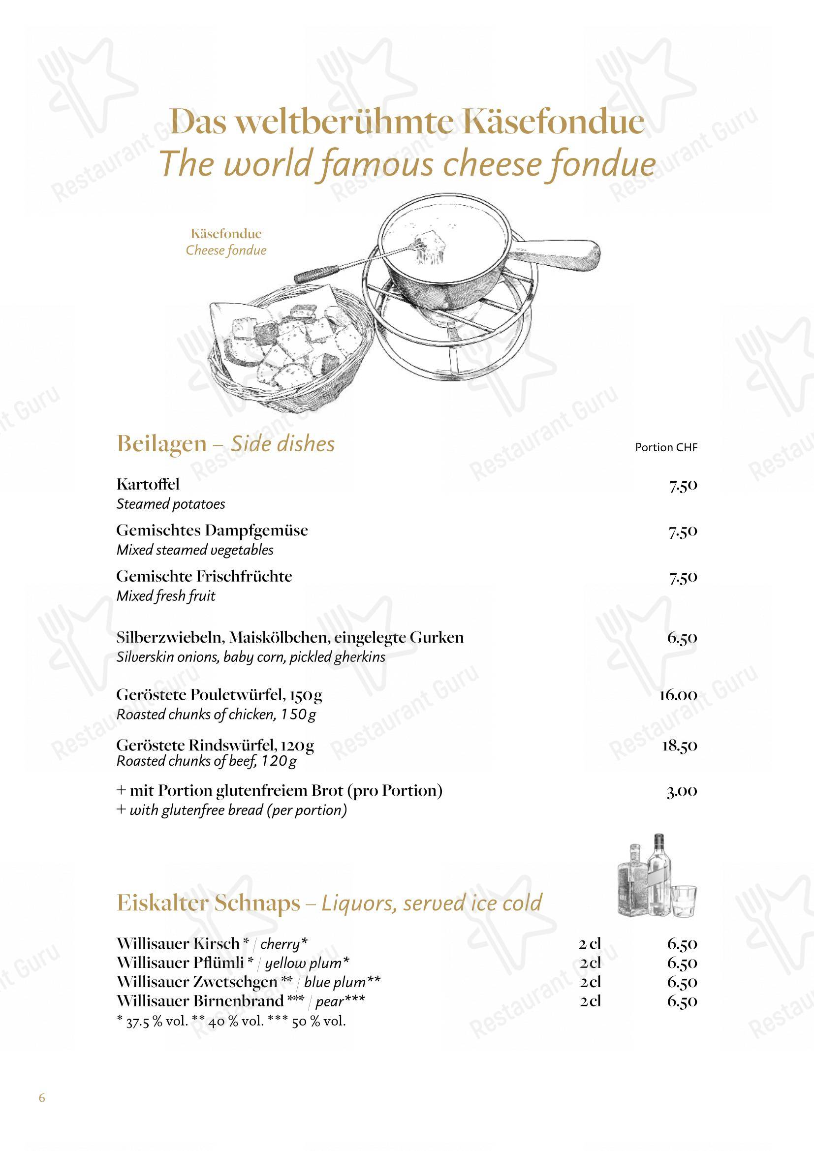 Ночное меню per Swiss Chuchi Restaurant ristorante
