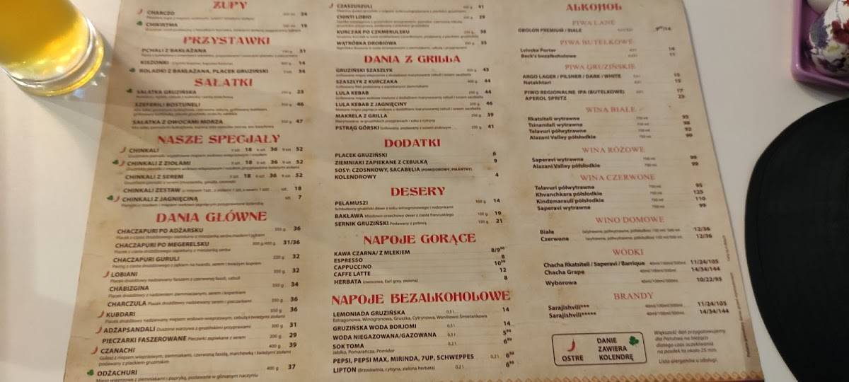 Carta del restaurante Chinkalnia Restauracja Gruzińska, Szczecin, Osiek