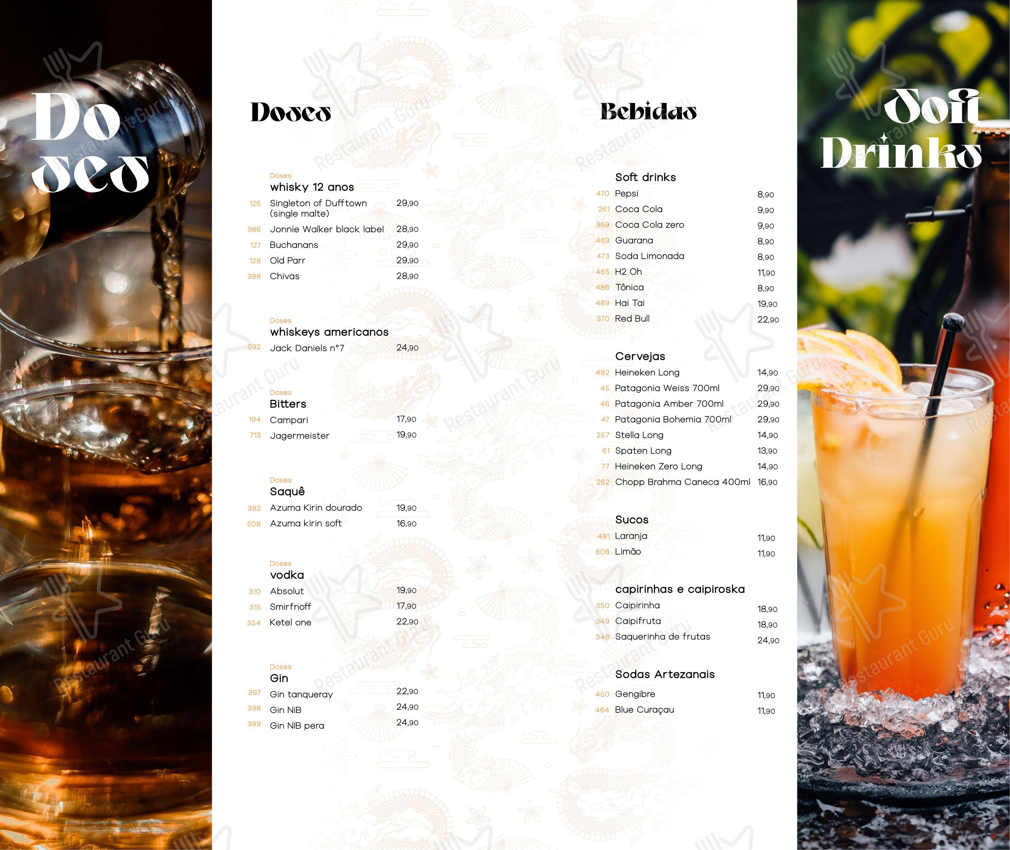 TAJ Foz em Foz do Iguaçu - Menu