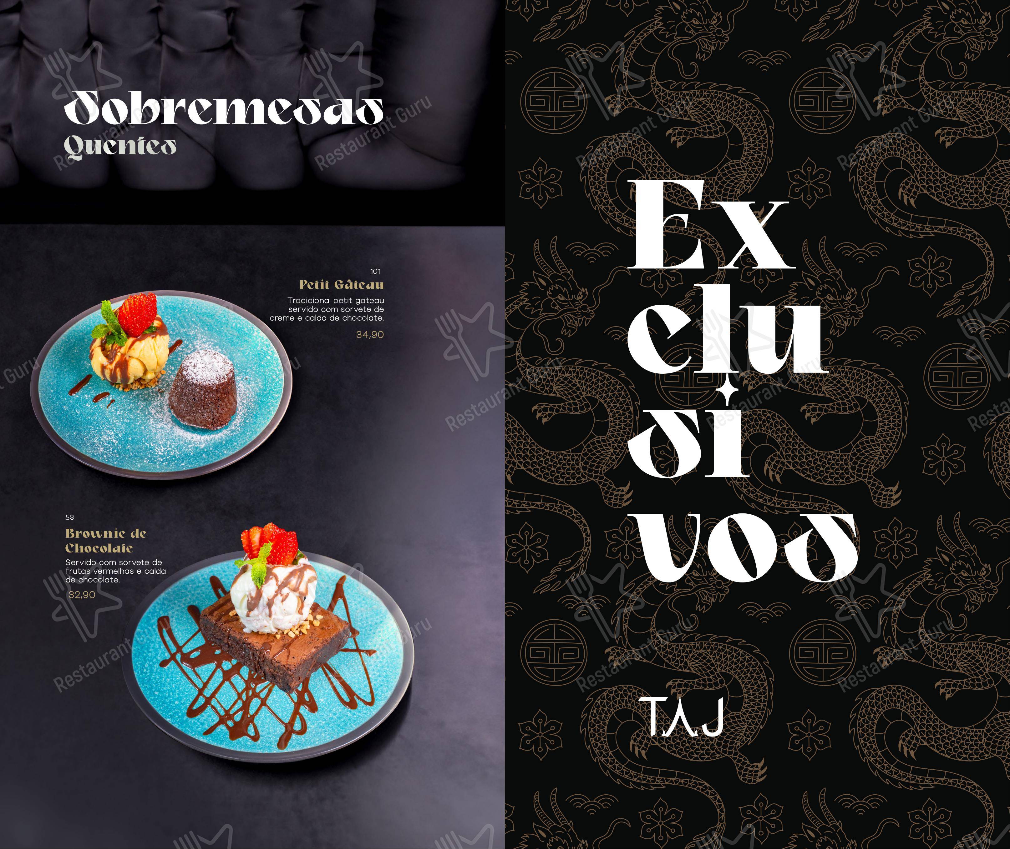 Menu para TAJ Foz restaurante