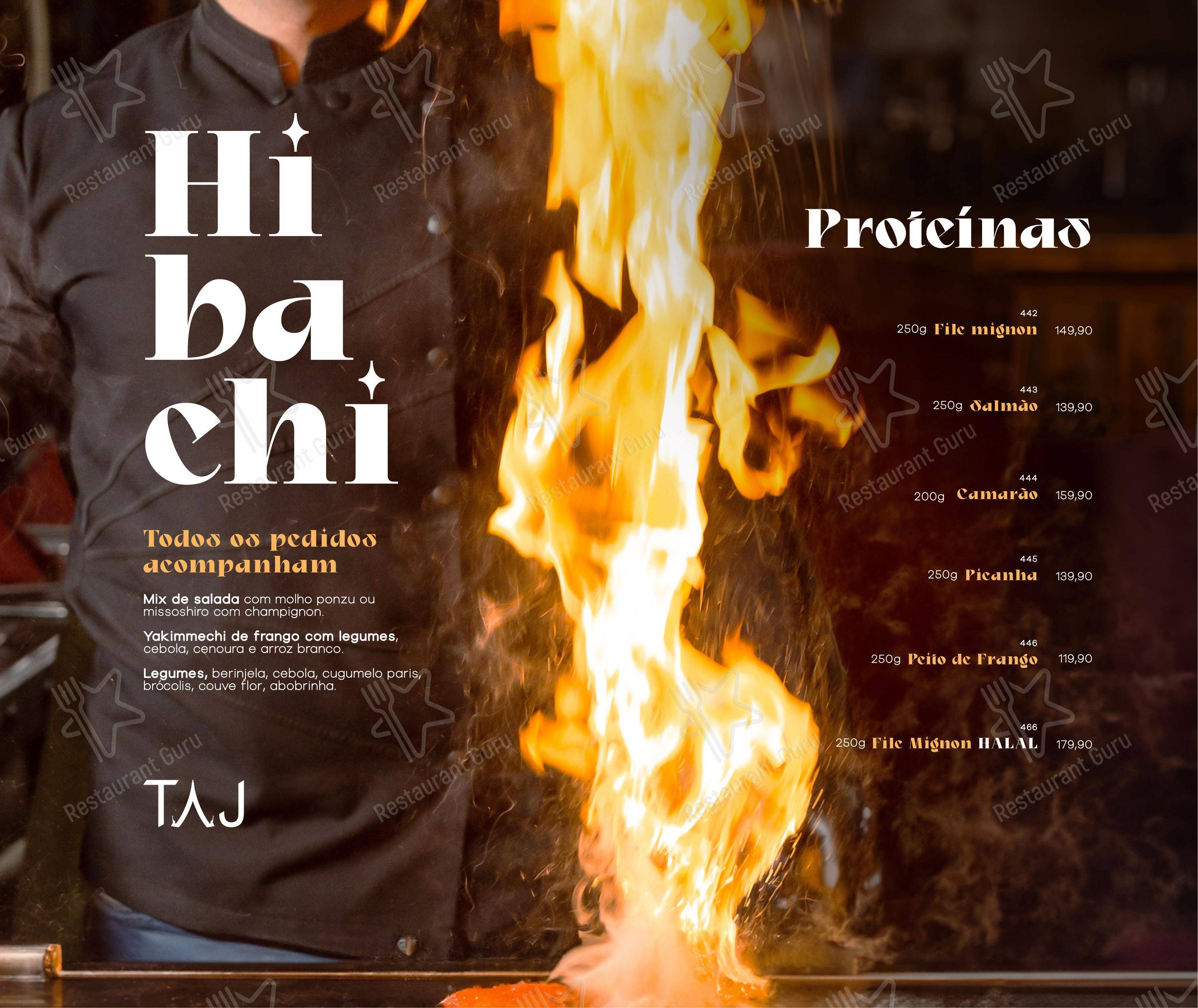 TAJ Foz - Menu