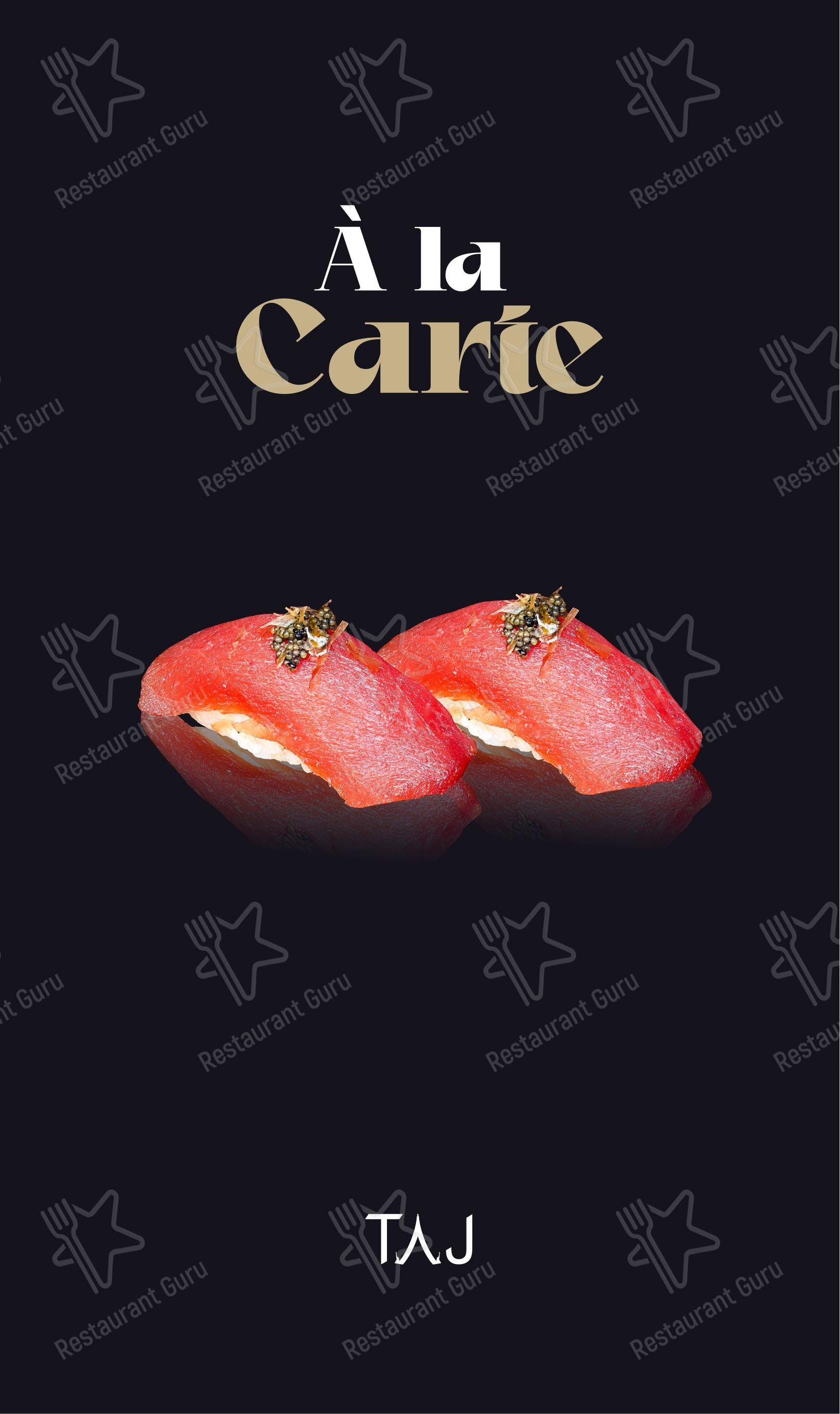 Menu para TAJ Foz em Foz do Iguaçu