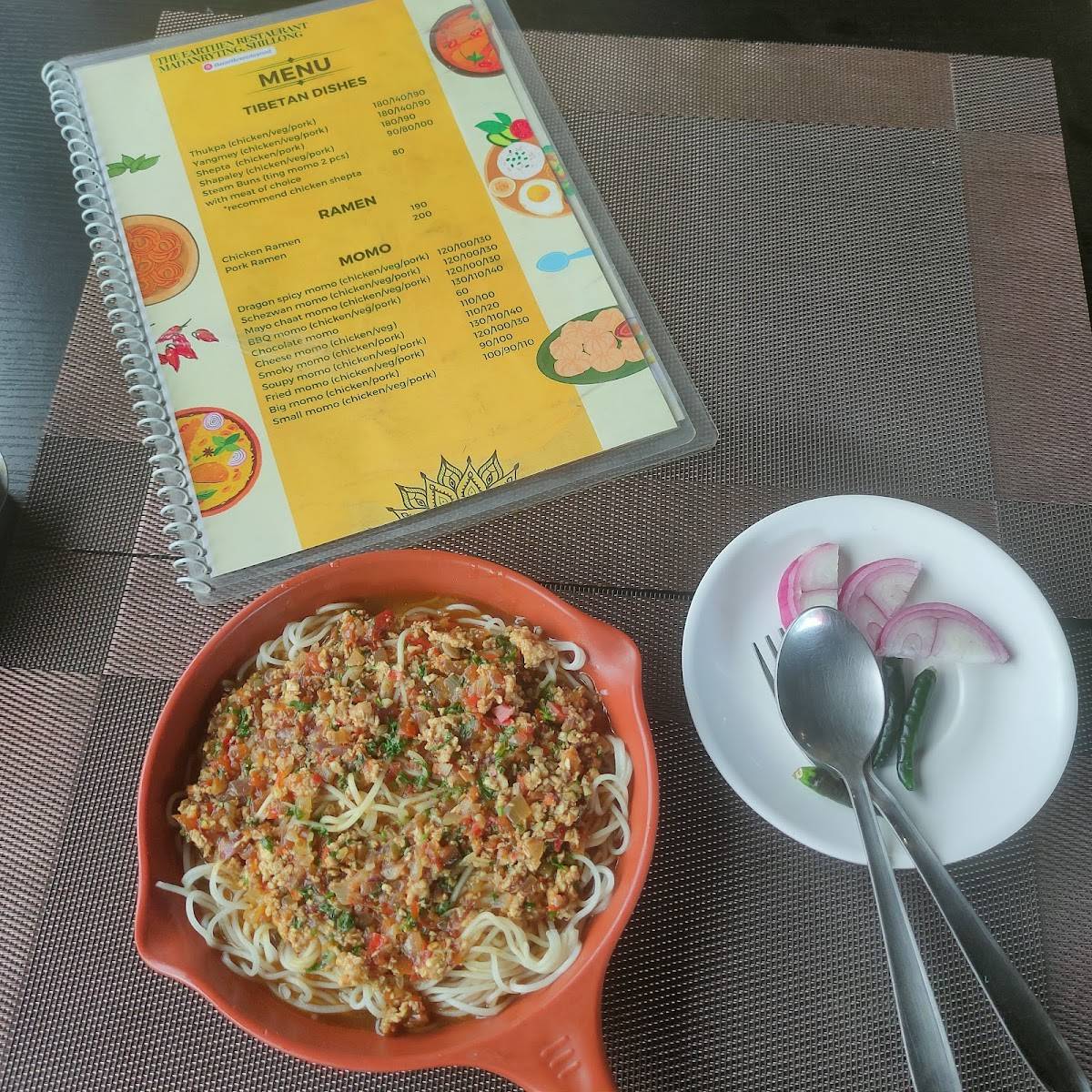 THE EARTHEN RESTAURANT menu