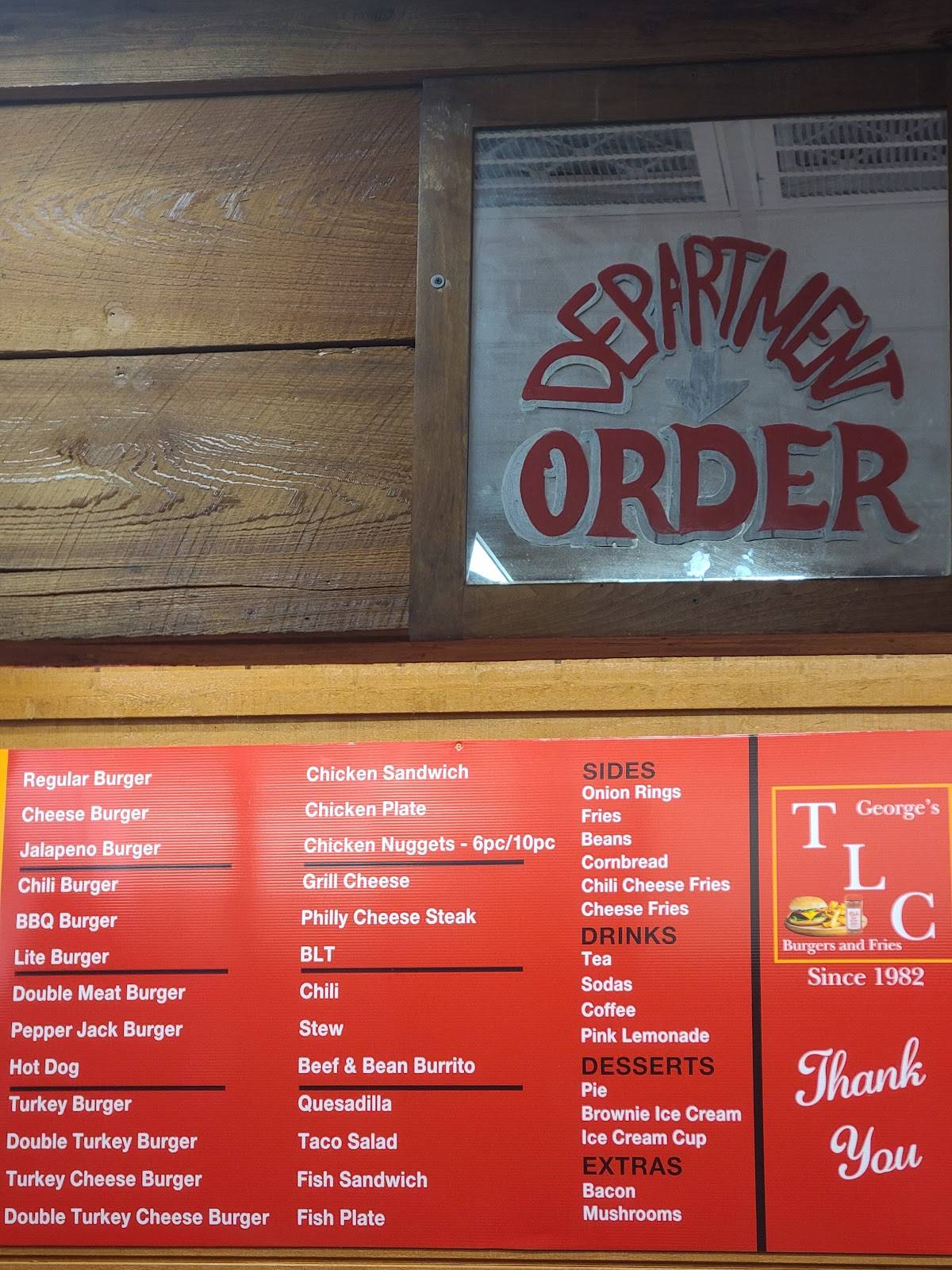 Menu at TLC Burgers & Fries restaurant, Texarkana