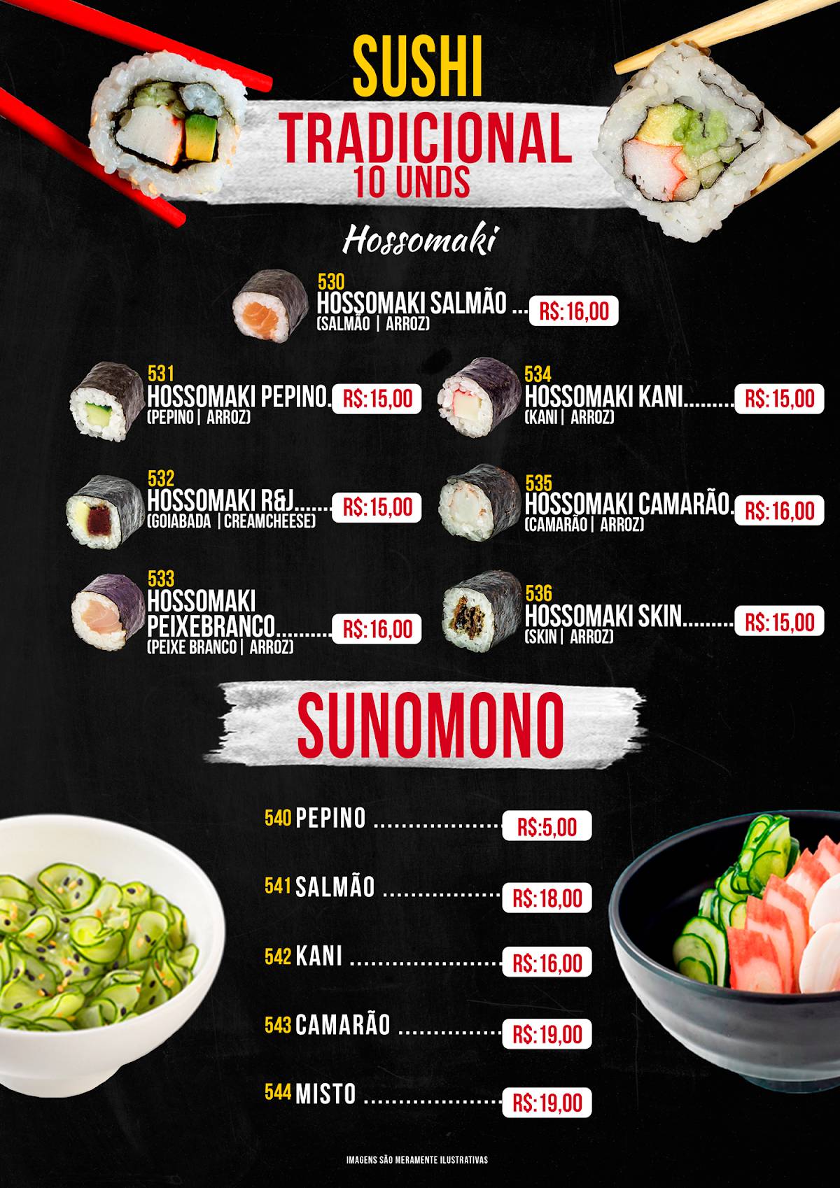 Restaurante TaKaroNo cardápio