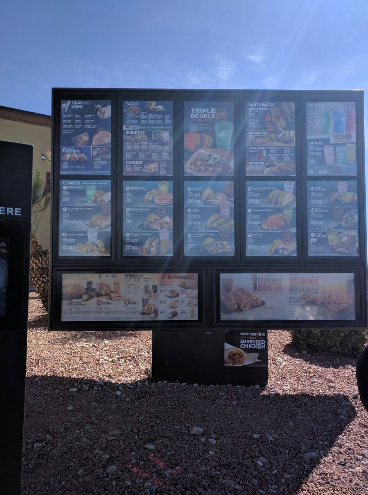 Menu at Taco Bell fast food, Pahrump, 571 NV-160