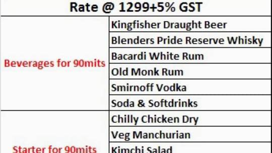 Talli Tooons Pub (Venom) menu