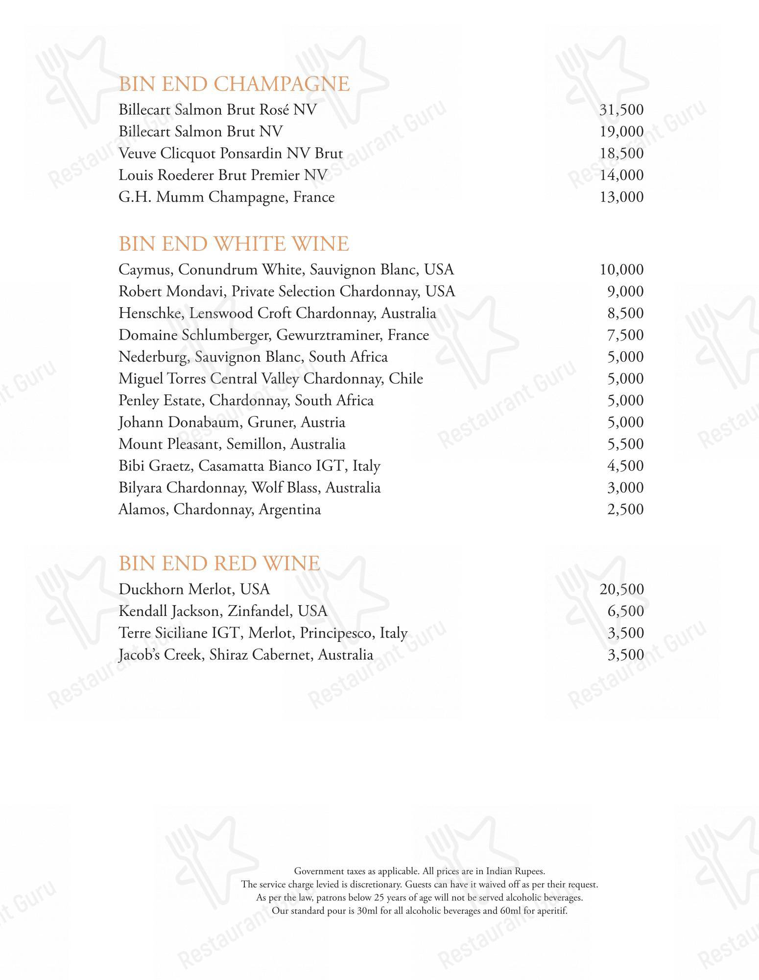 Tamra Restaurant in New Delhi - Menu bar