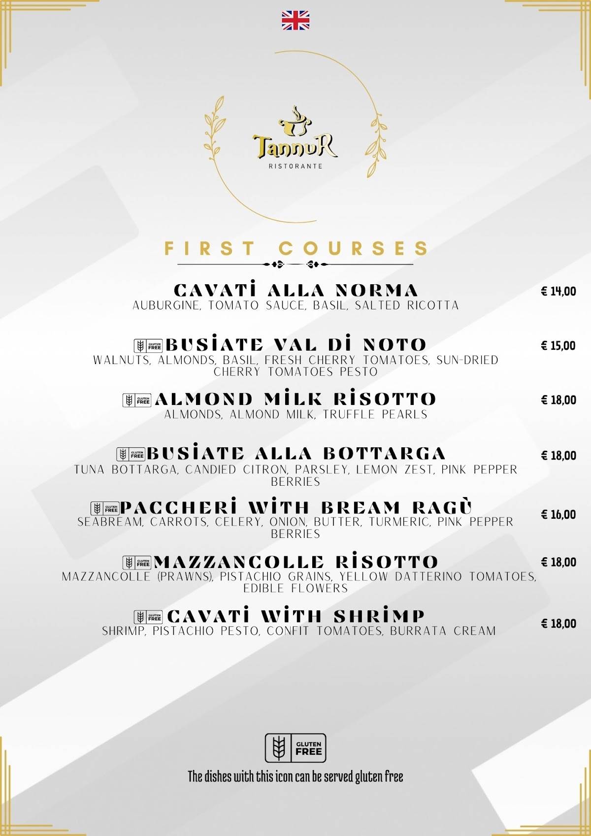 Menu di Ristorante Tannur 