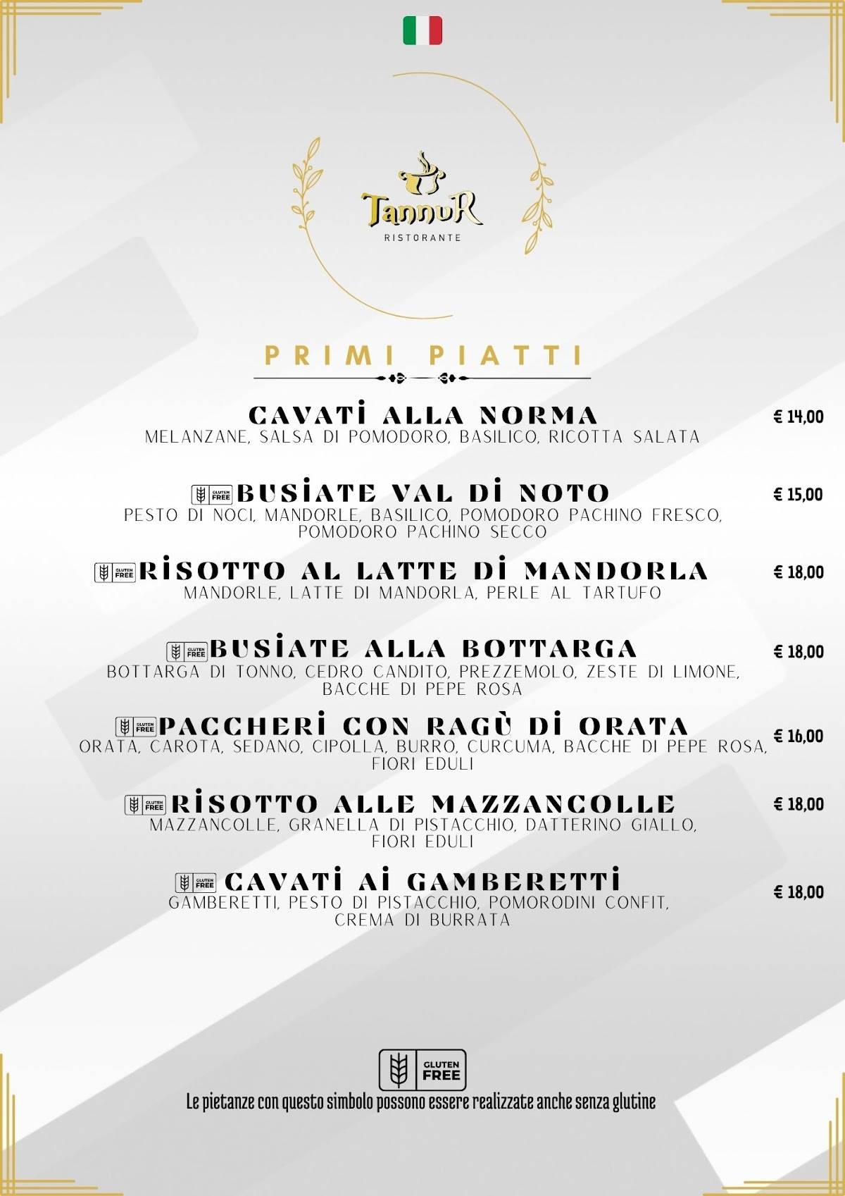 Menu di Ristorante Tannur 