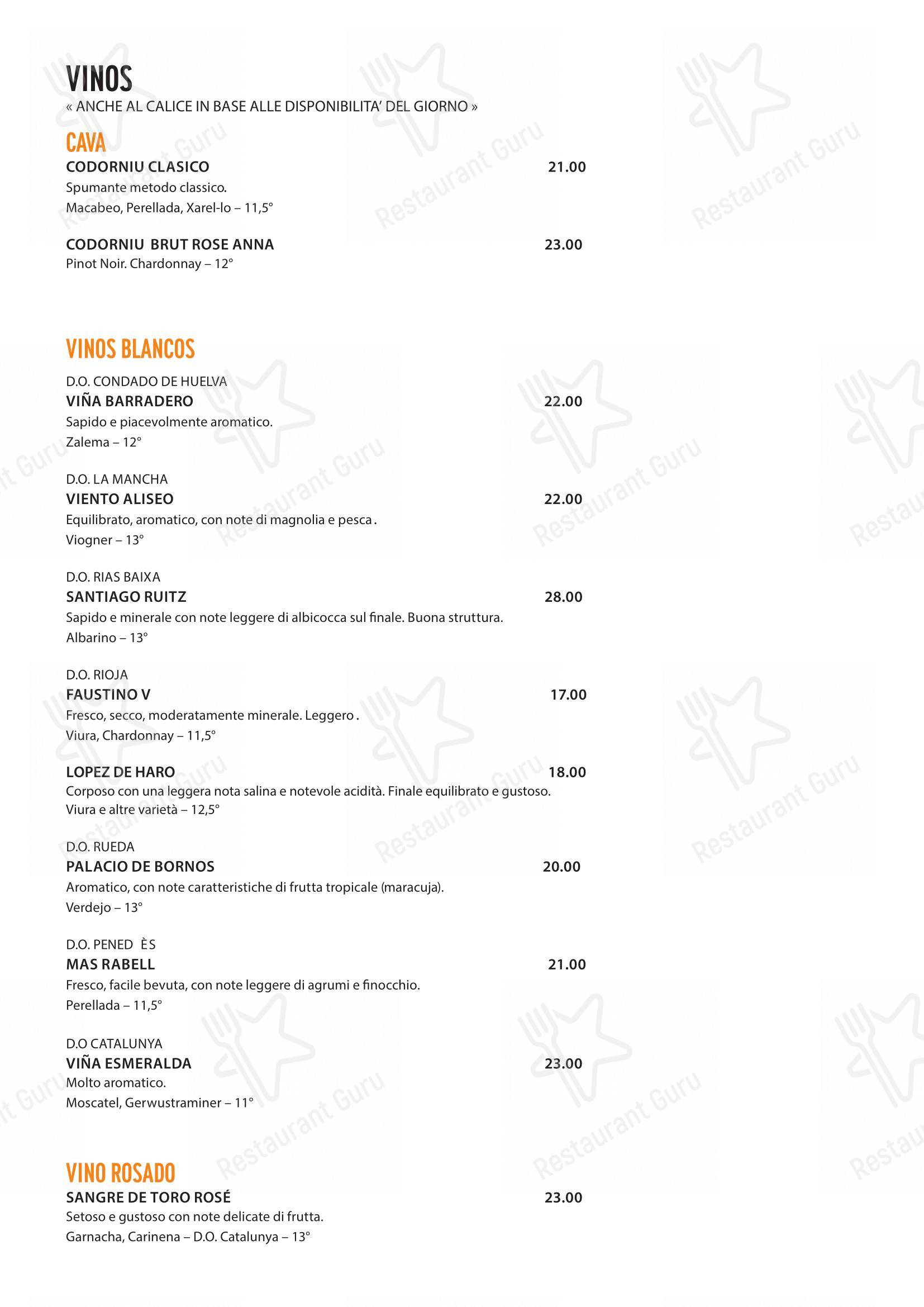 Menu bar per Tapa pub & bar