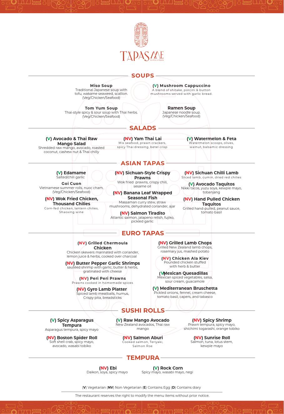 TapasMe menu