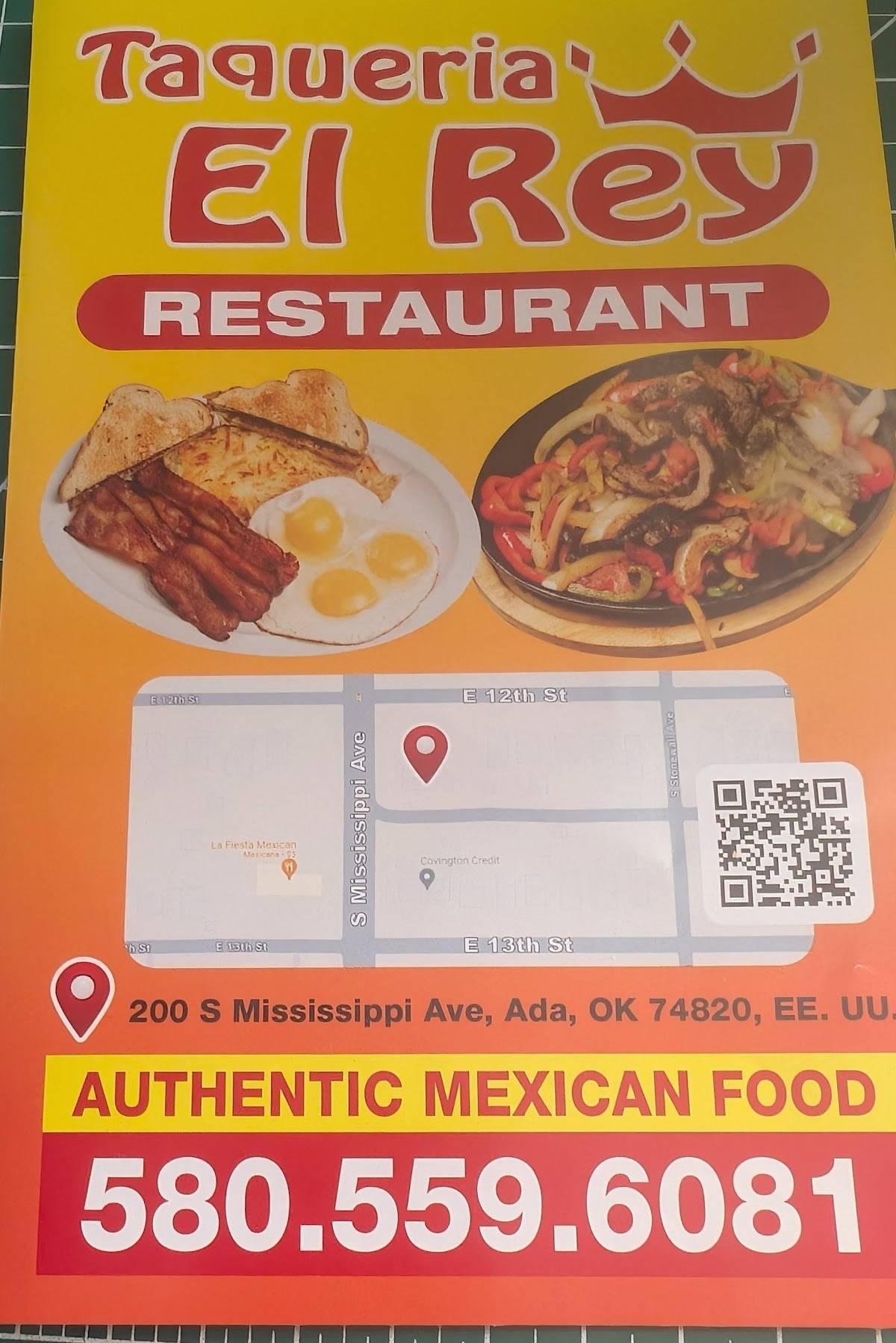 Menu at Taqueria el rey restaurant, Ada