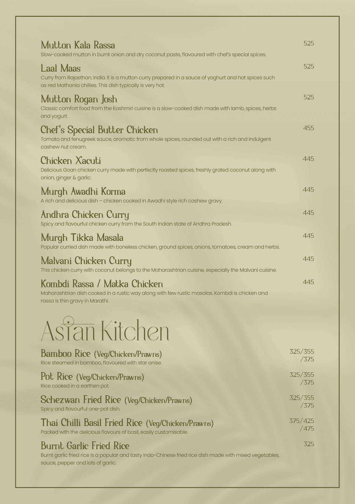 Tatini - Poolside Bar and Kitchen menu