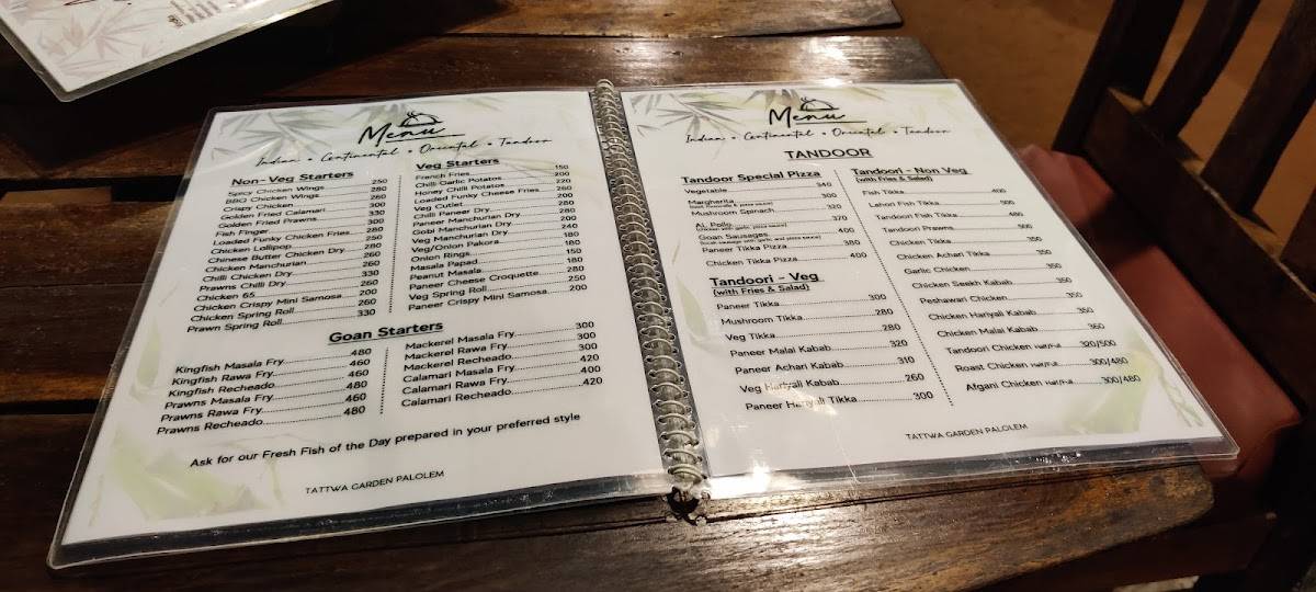 Tattwa restaurant menu