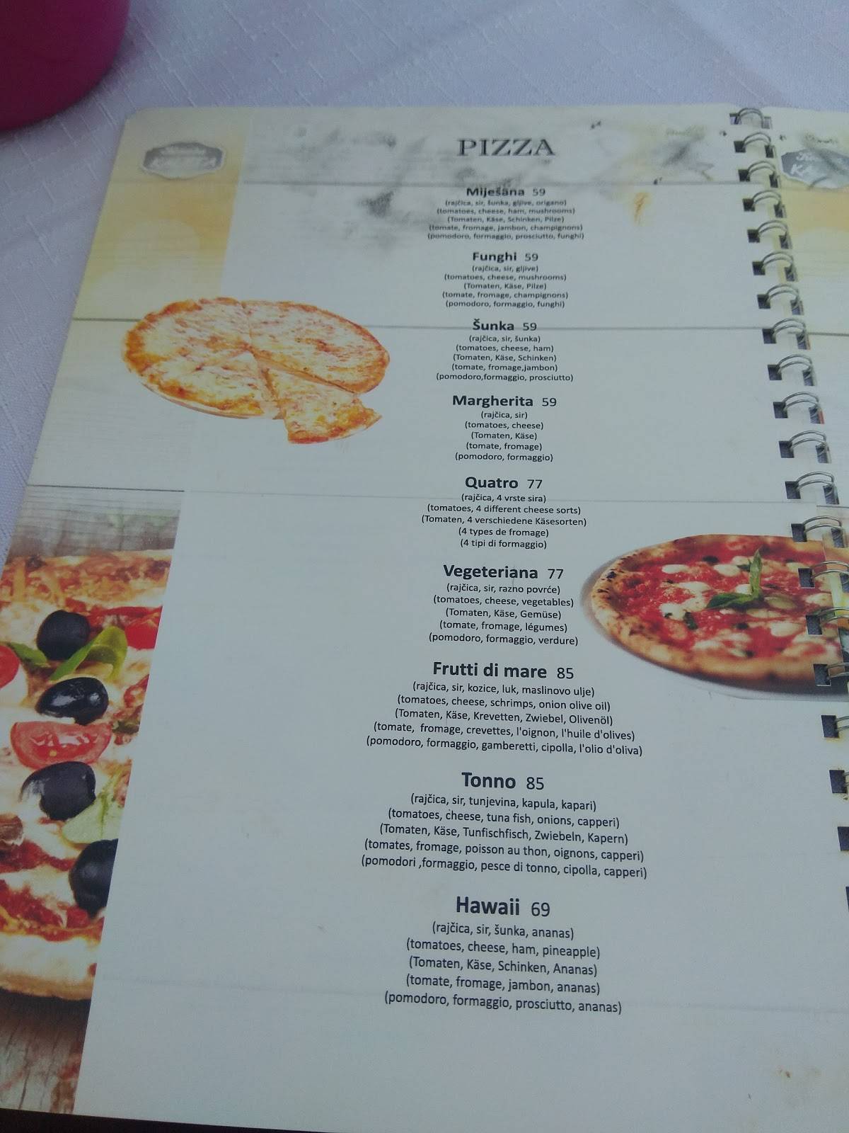 Menu di Tavern Kaleta Trogir 