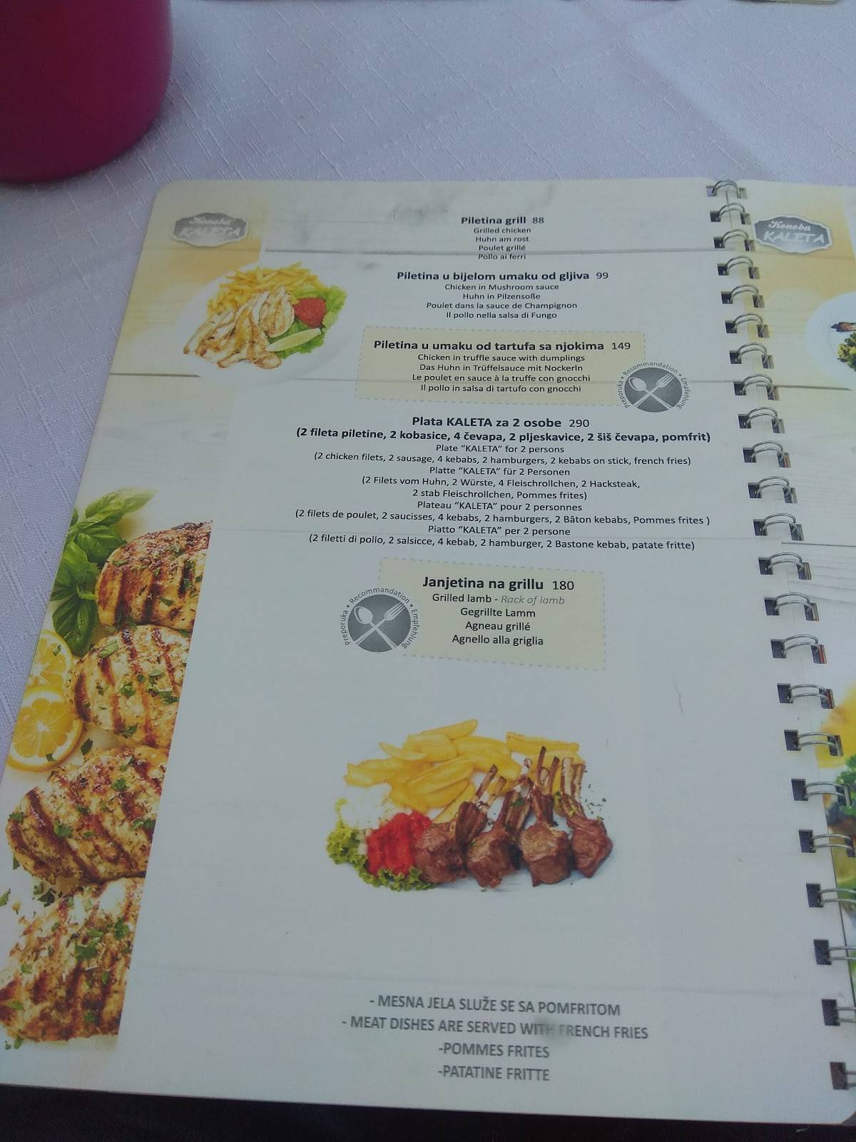 Menu di Tavern Kaleta Trogir 