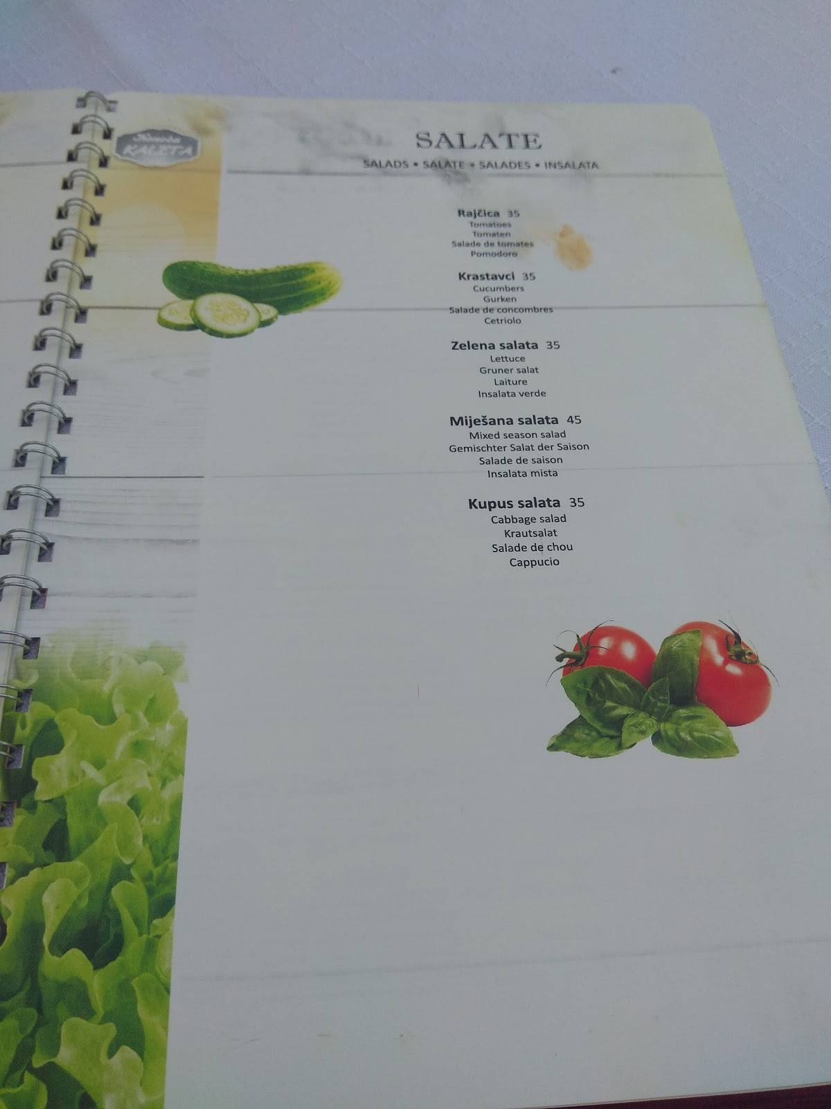 Menu di Tavern Kaleta Trogir 