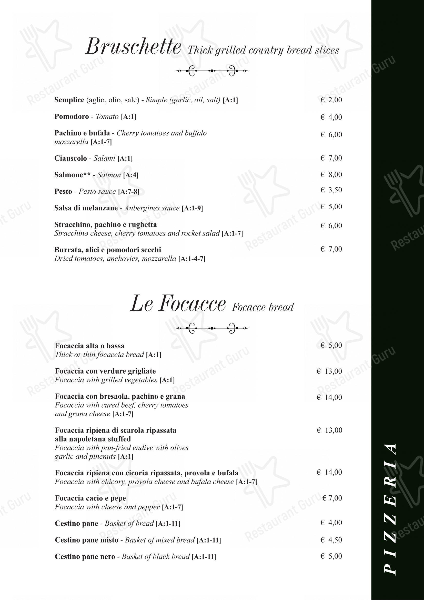 Menu per Taverna Rossini pizzeria