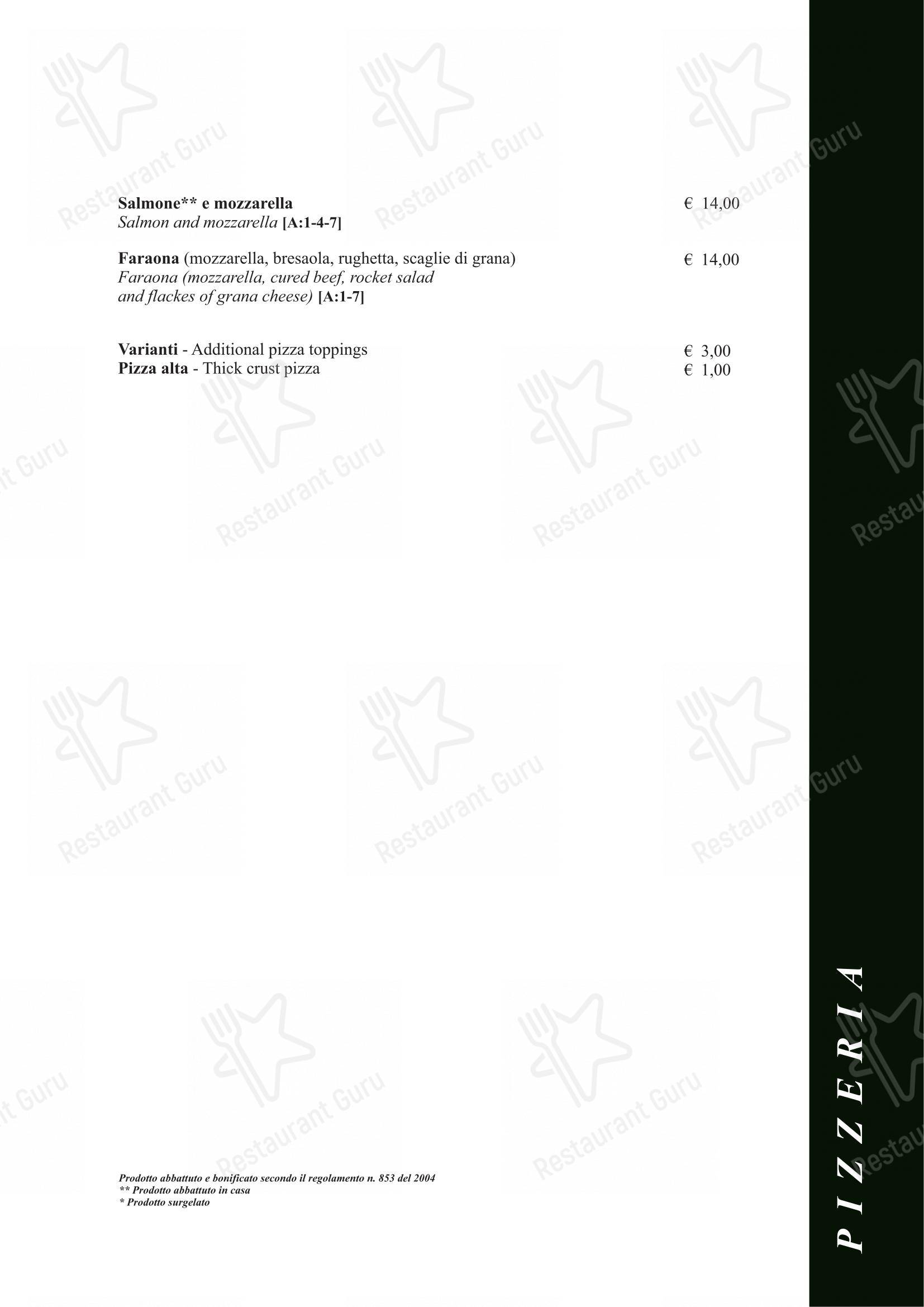 Menu per Taverna Rossini pizzeria