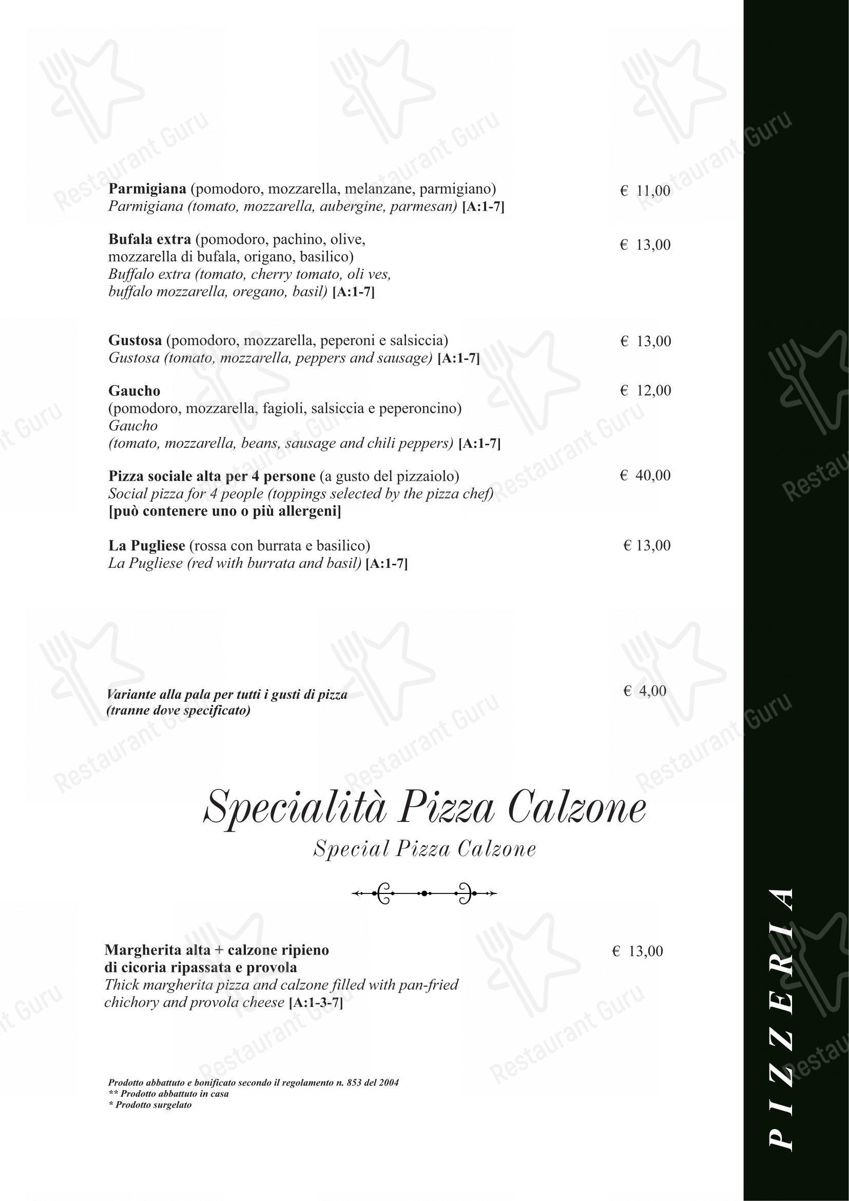 Taverna Rossini in Roma - Menu