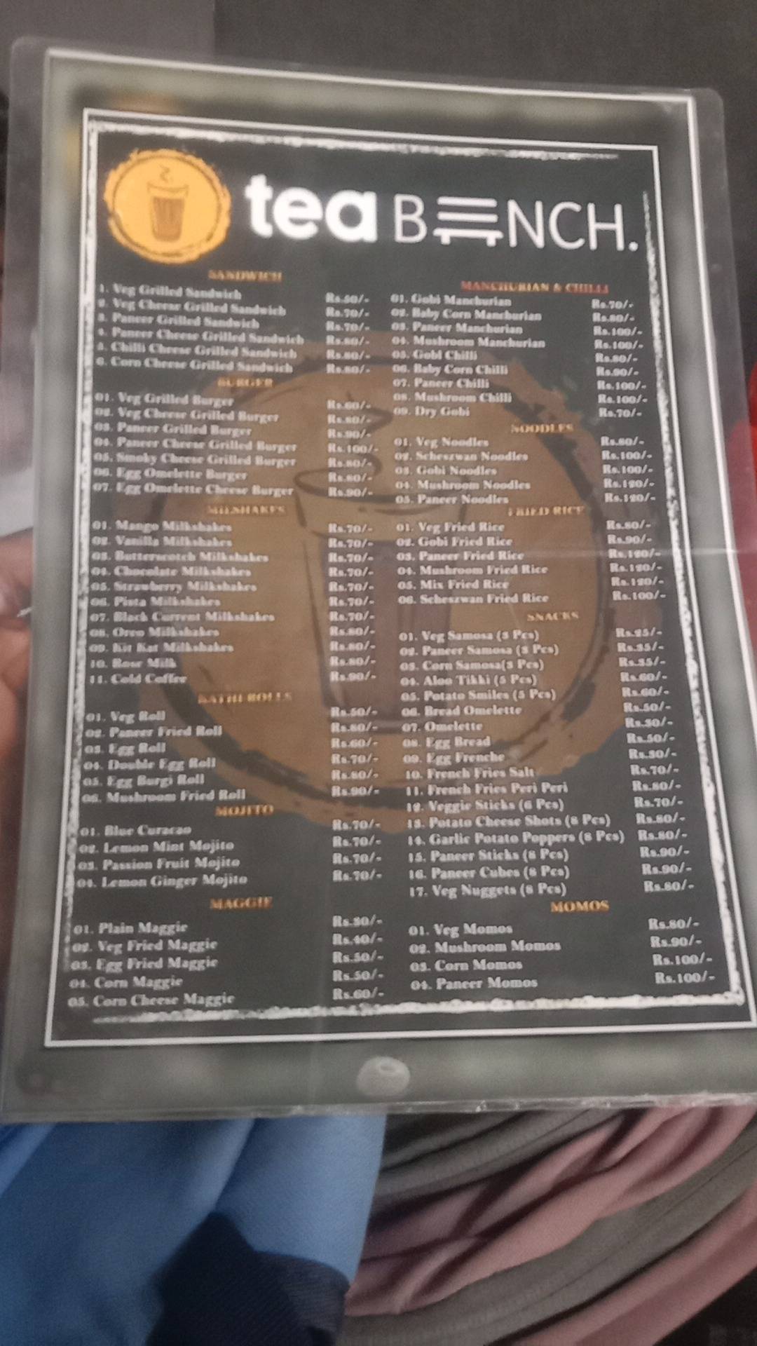 Tea Bench menu
