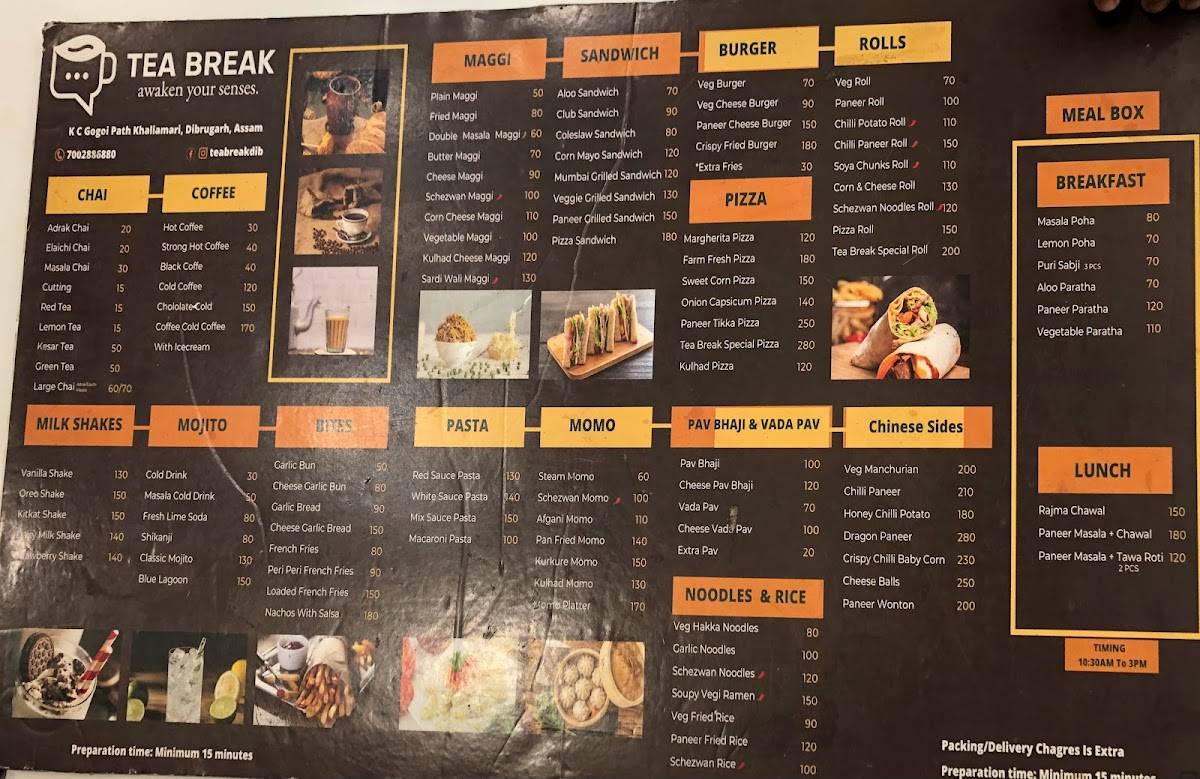 Tea Break menu