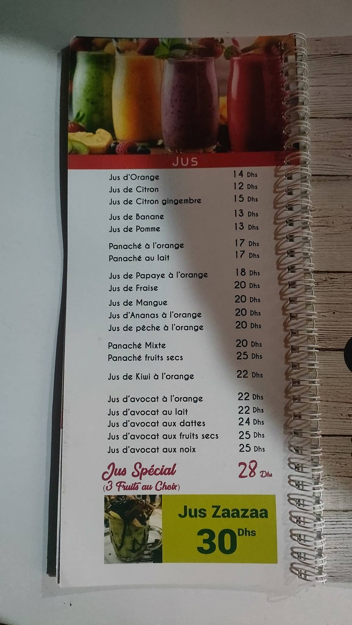 Menu de Paradise