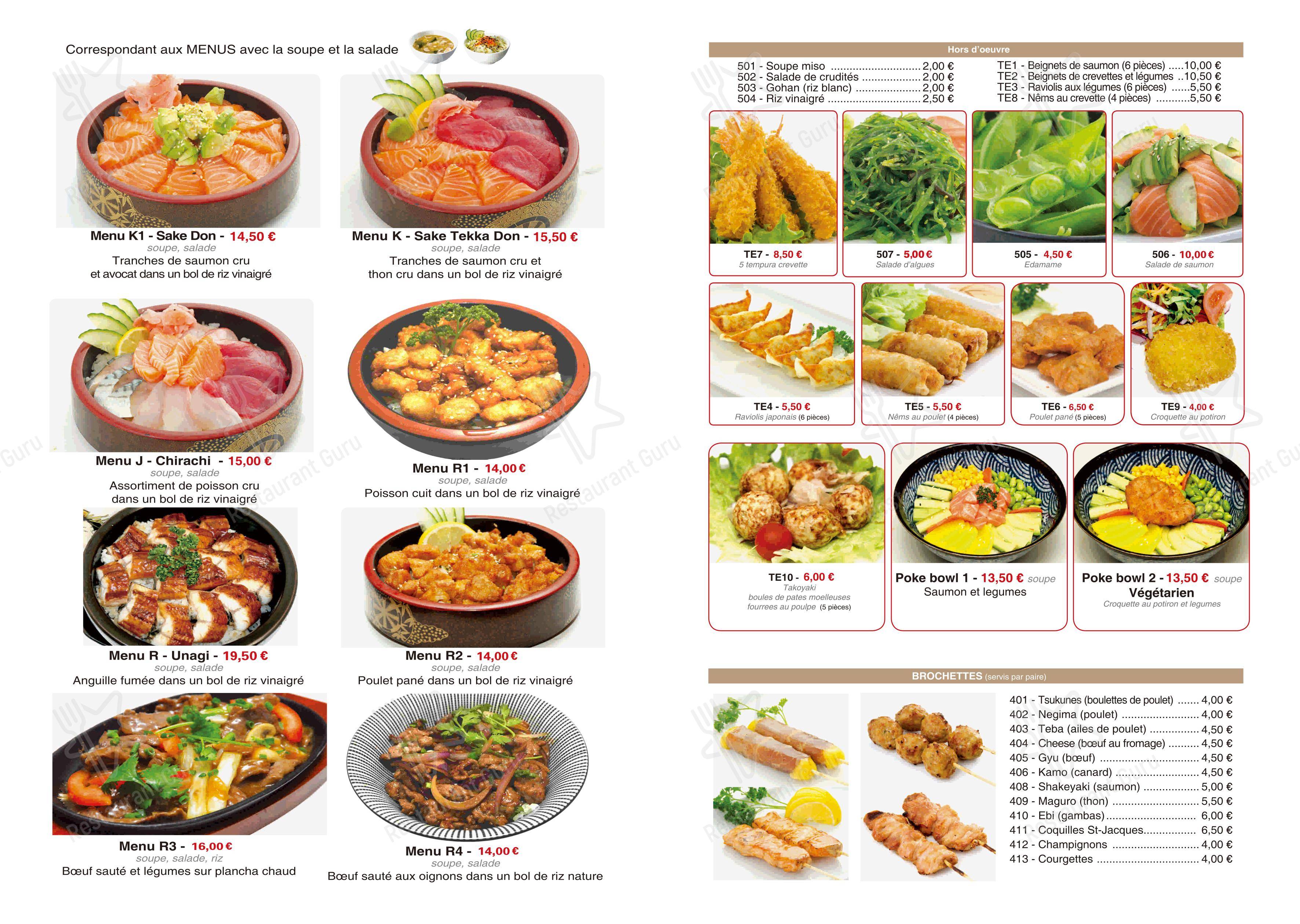 Menu bar pour Ten Chi restaurant