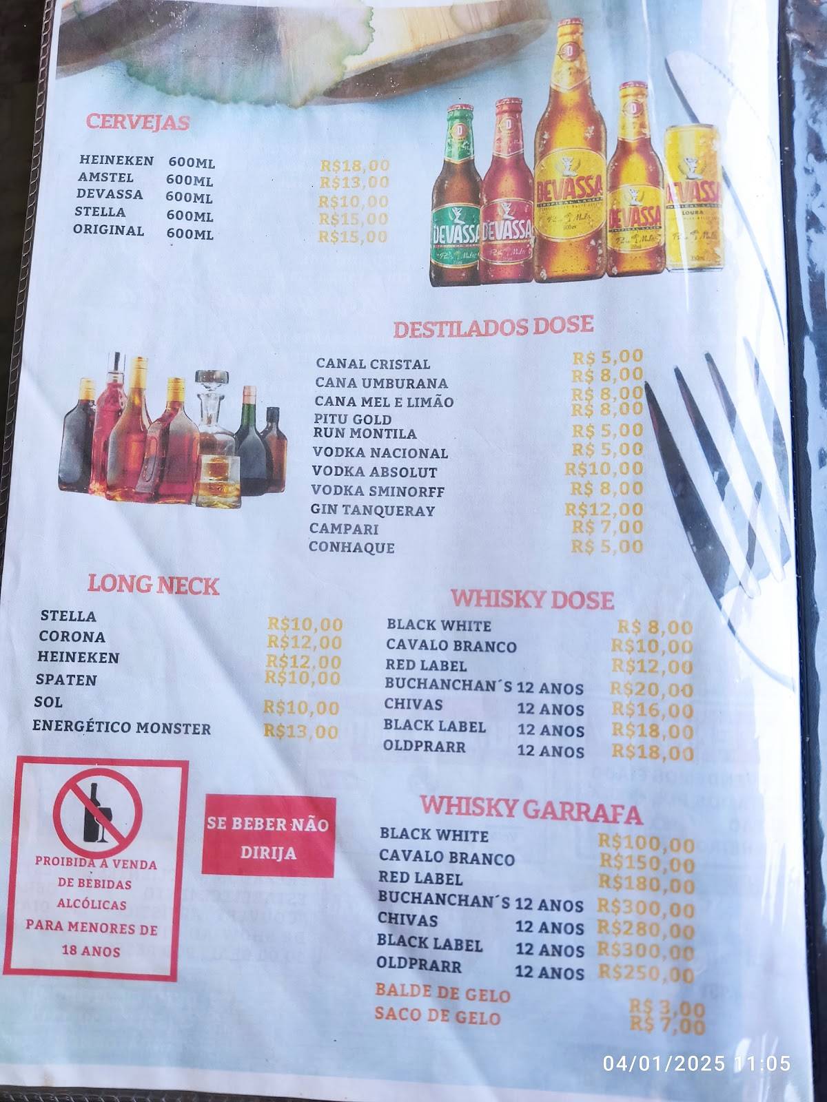 Tenda Formosa Bar & Restaurante cardápio