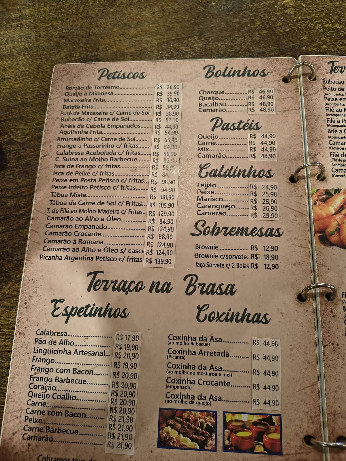 Terraço Cabo Branco aberto cardápio