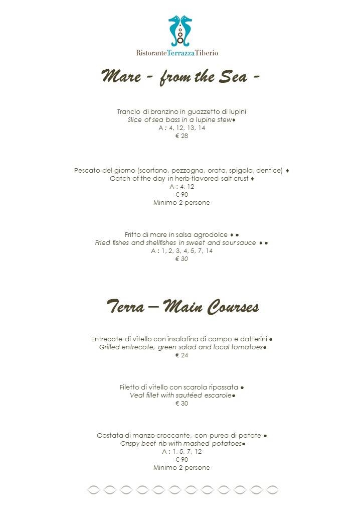 Menu di Terrazza Tiberio 