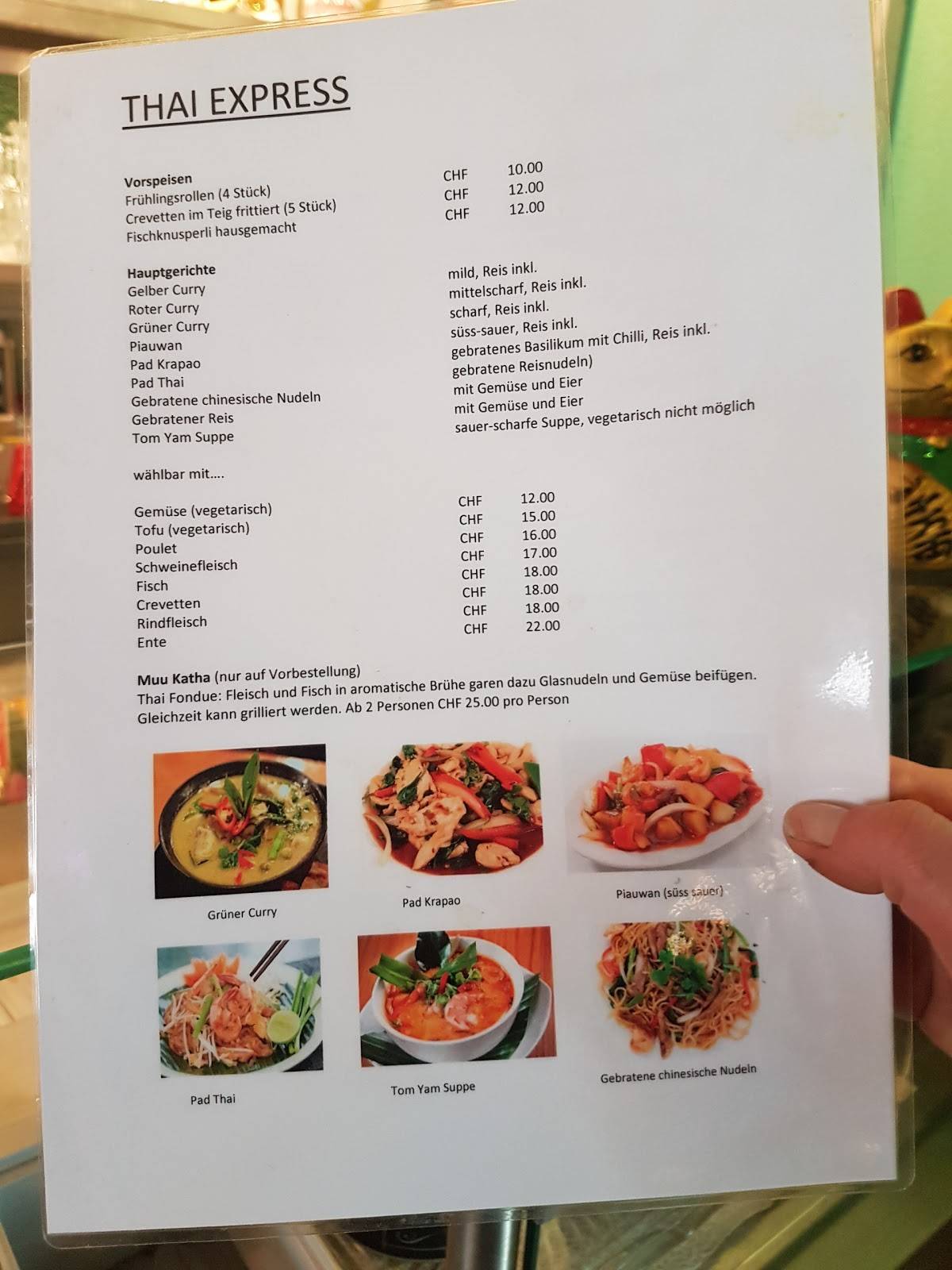 Menu di Thai Express Basel 