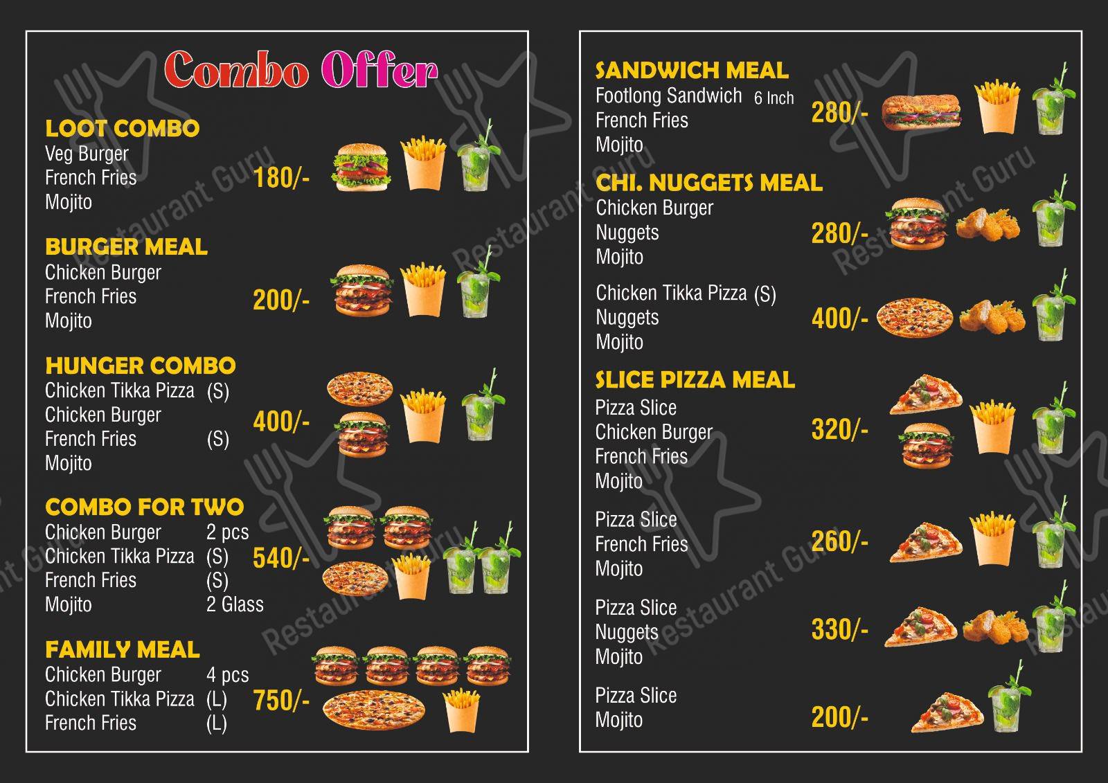 Shake chilli cafe menu - dishes and beverages