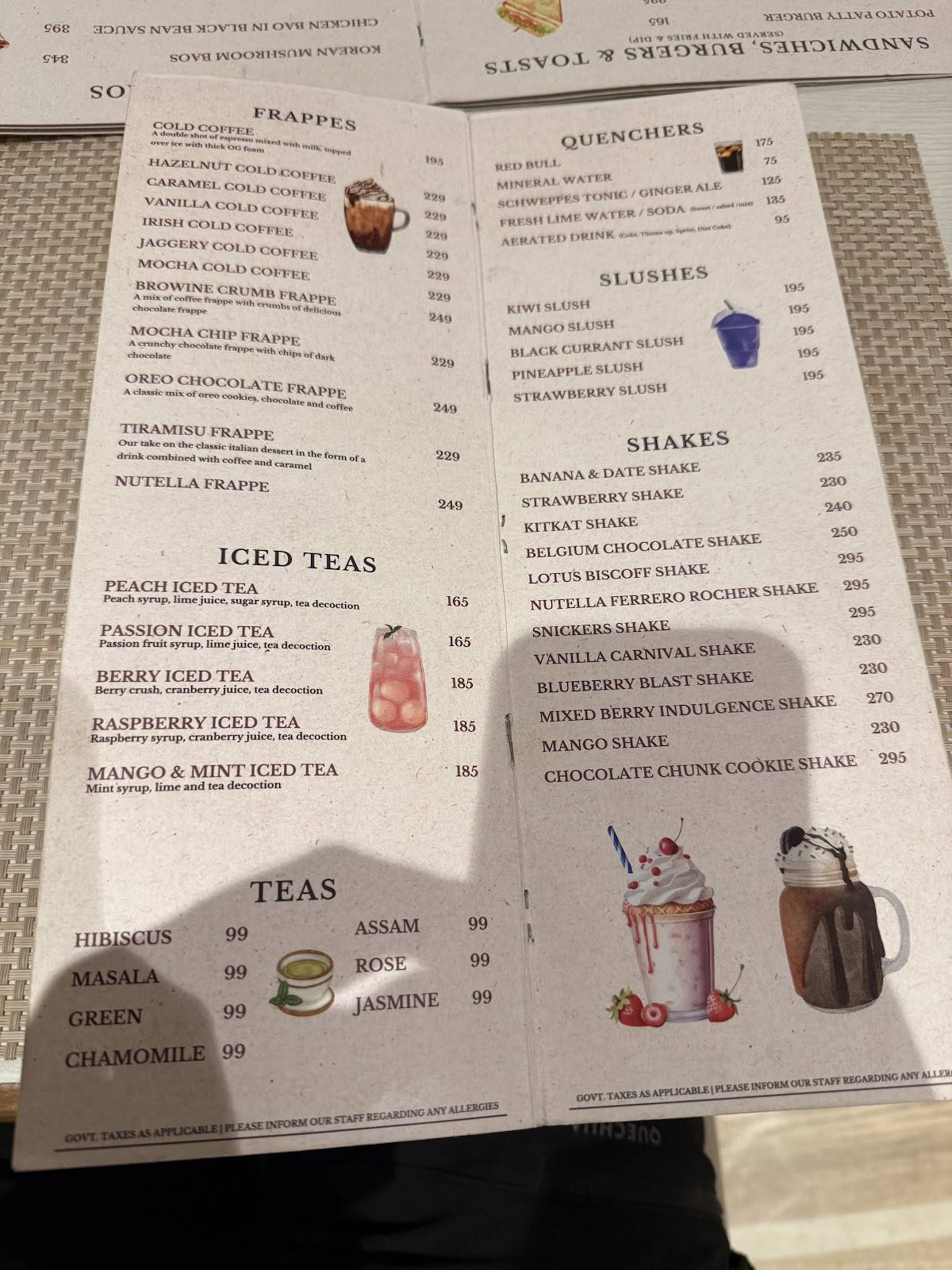 The Baker’s shack - Restaurants/Cafe/Veg/Non Veg/Best Bakery in Batala menu