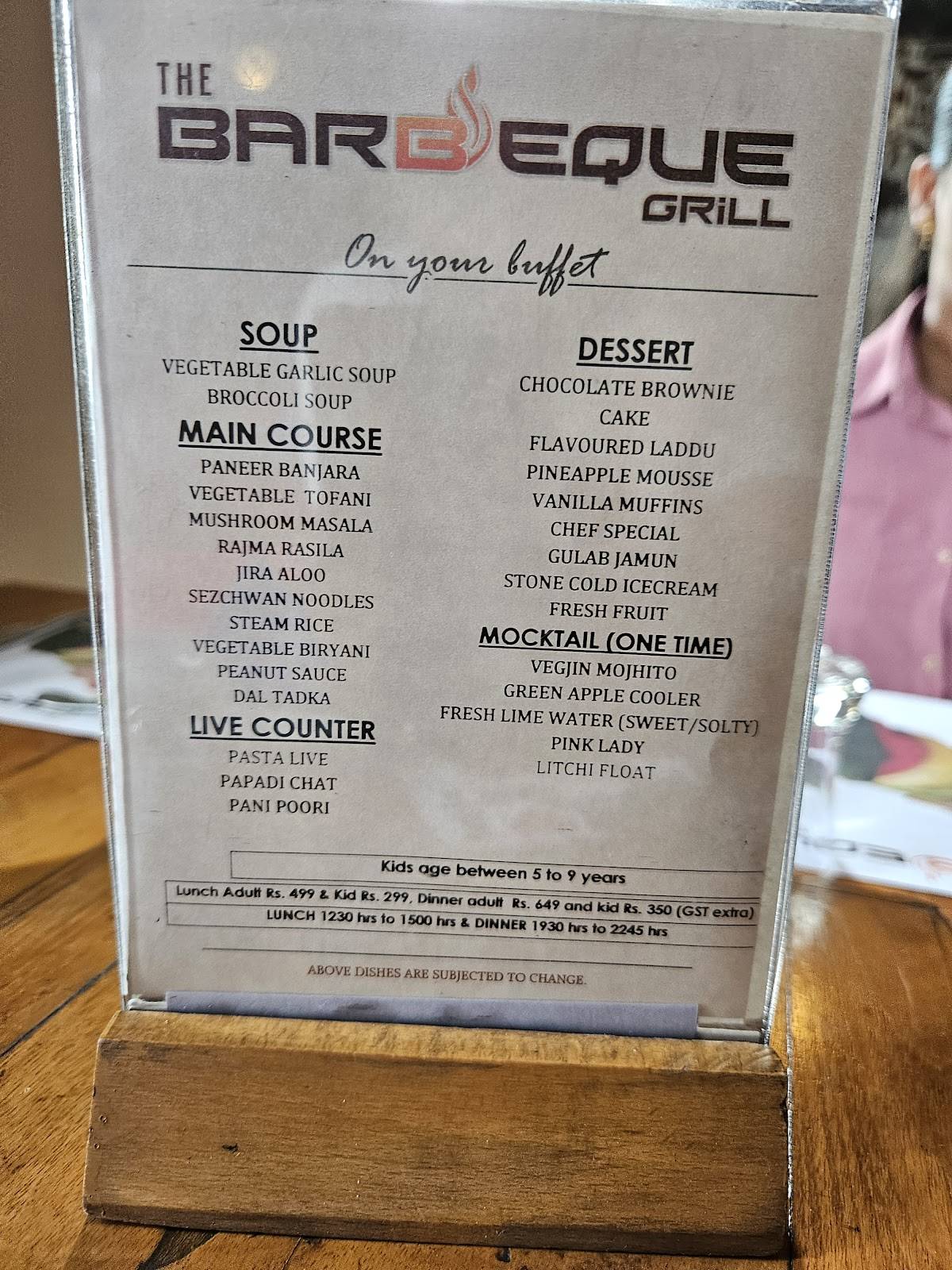 The Barbeque Grill menu