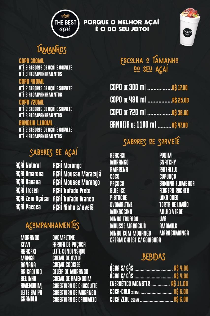 The Best Açaí Ourinhos cardápio