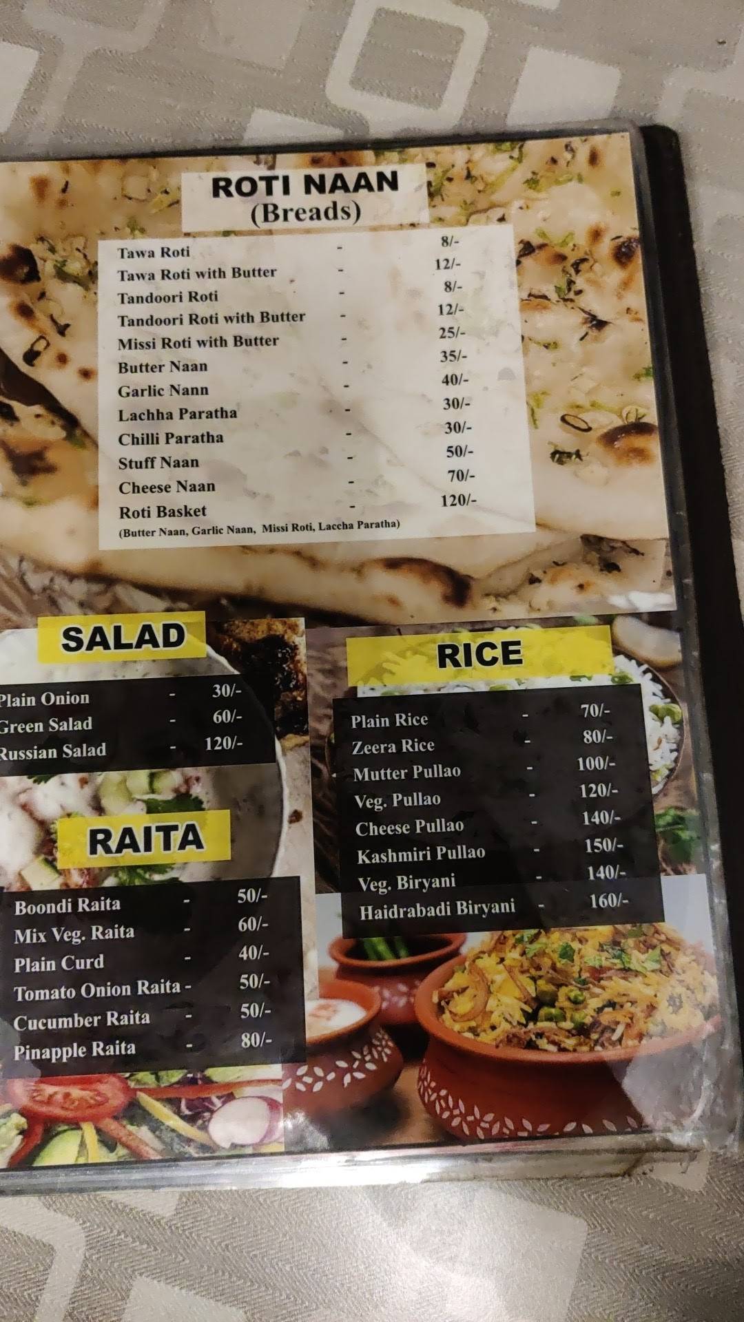 The Black Pepper menu