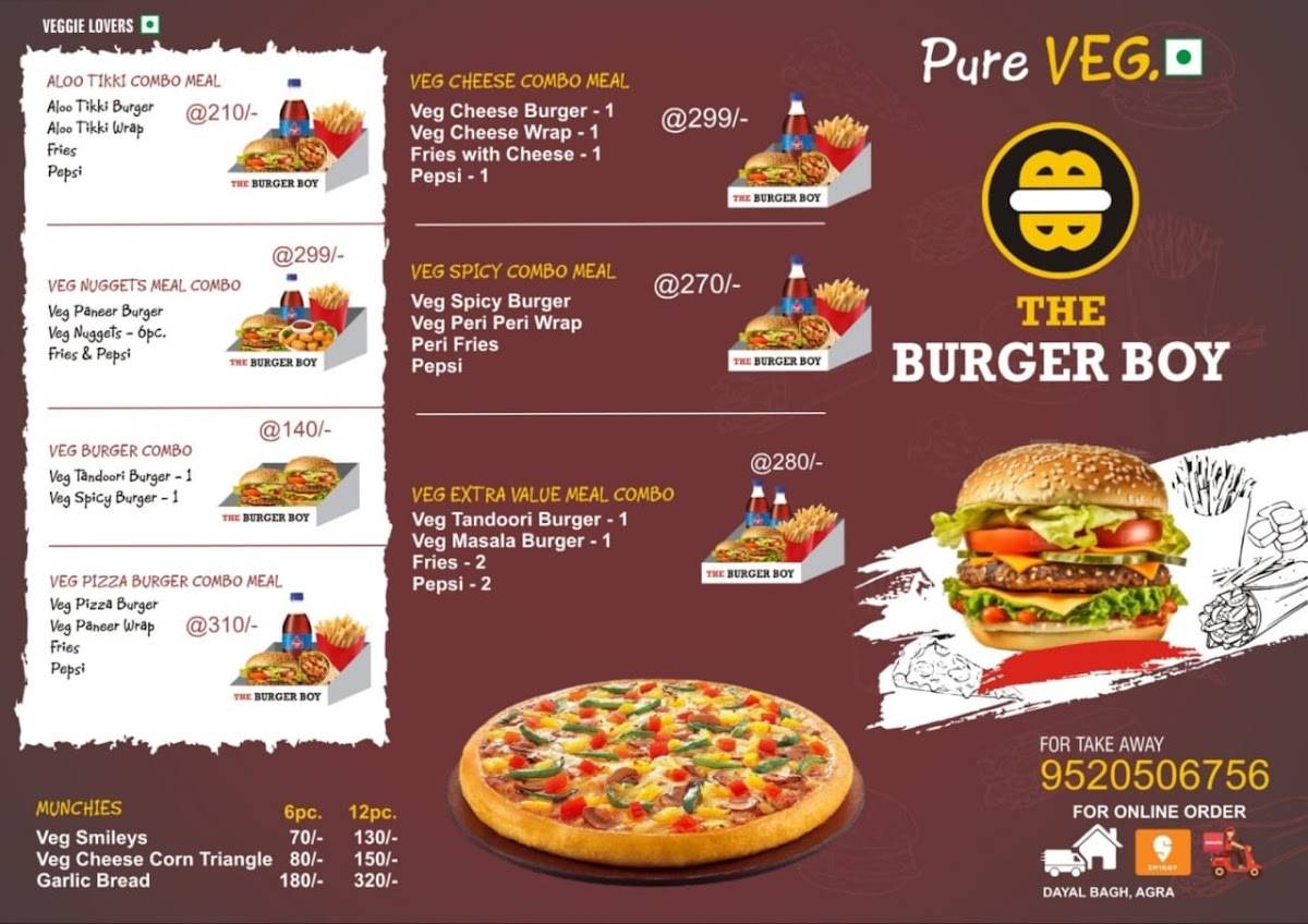The Burger Boy menu