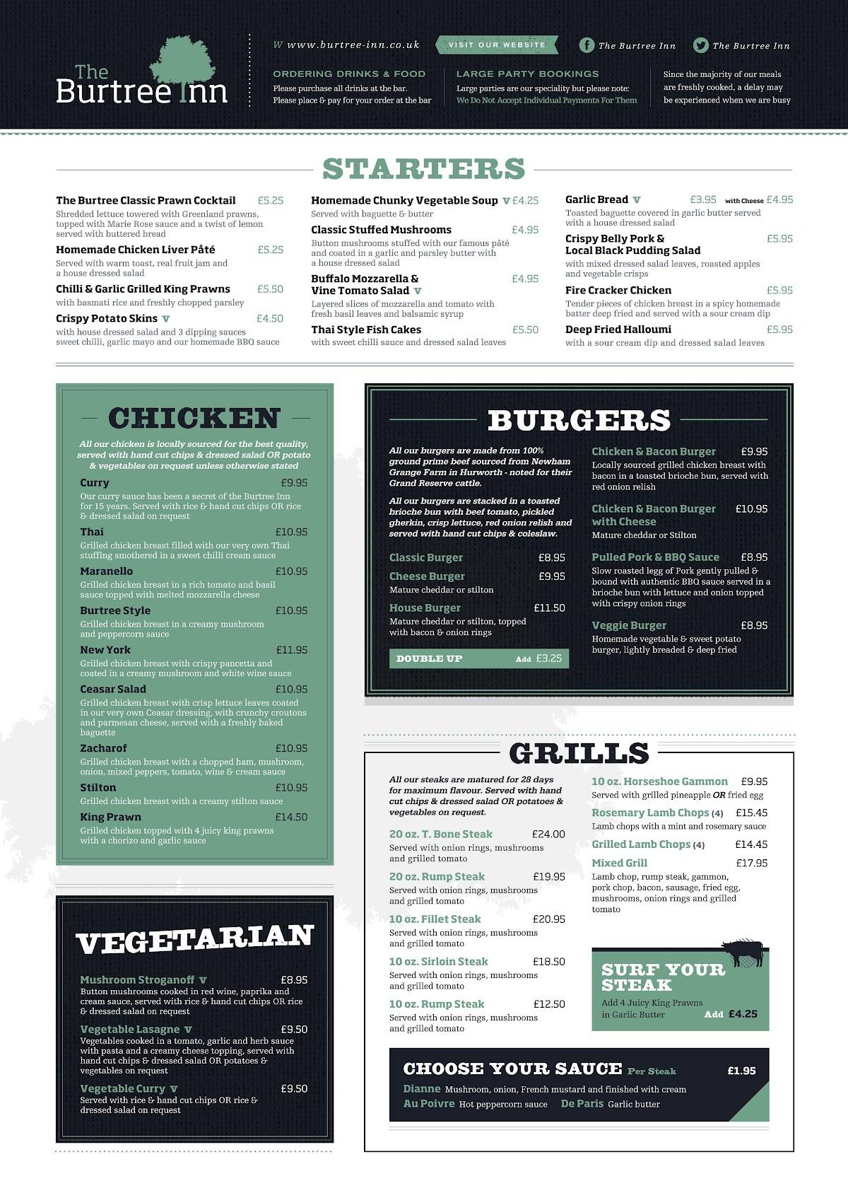 Menu at The Burtree Inn pub & bar, Darlington, Burtree Gate