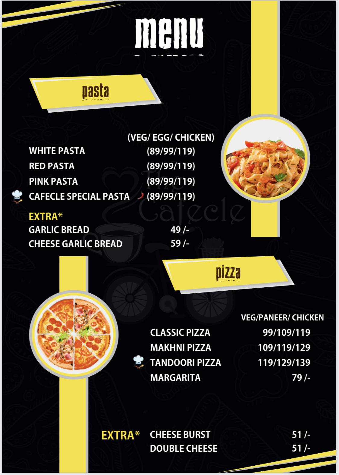 The Cafecle menu