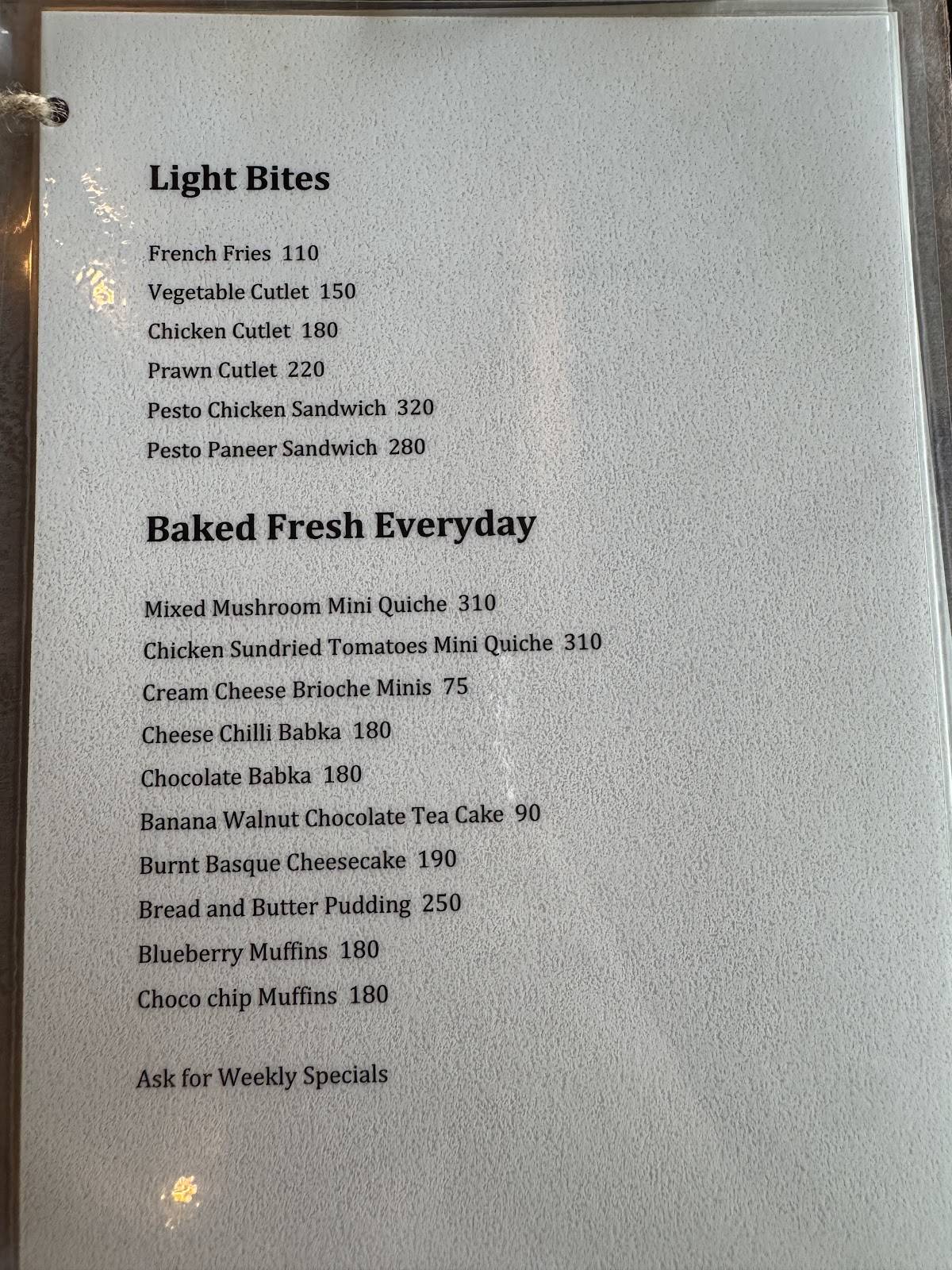 The Cargo Kitchen menu