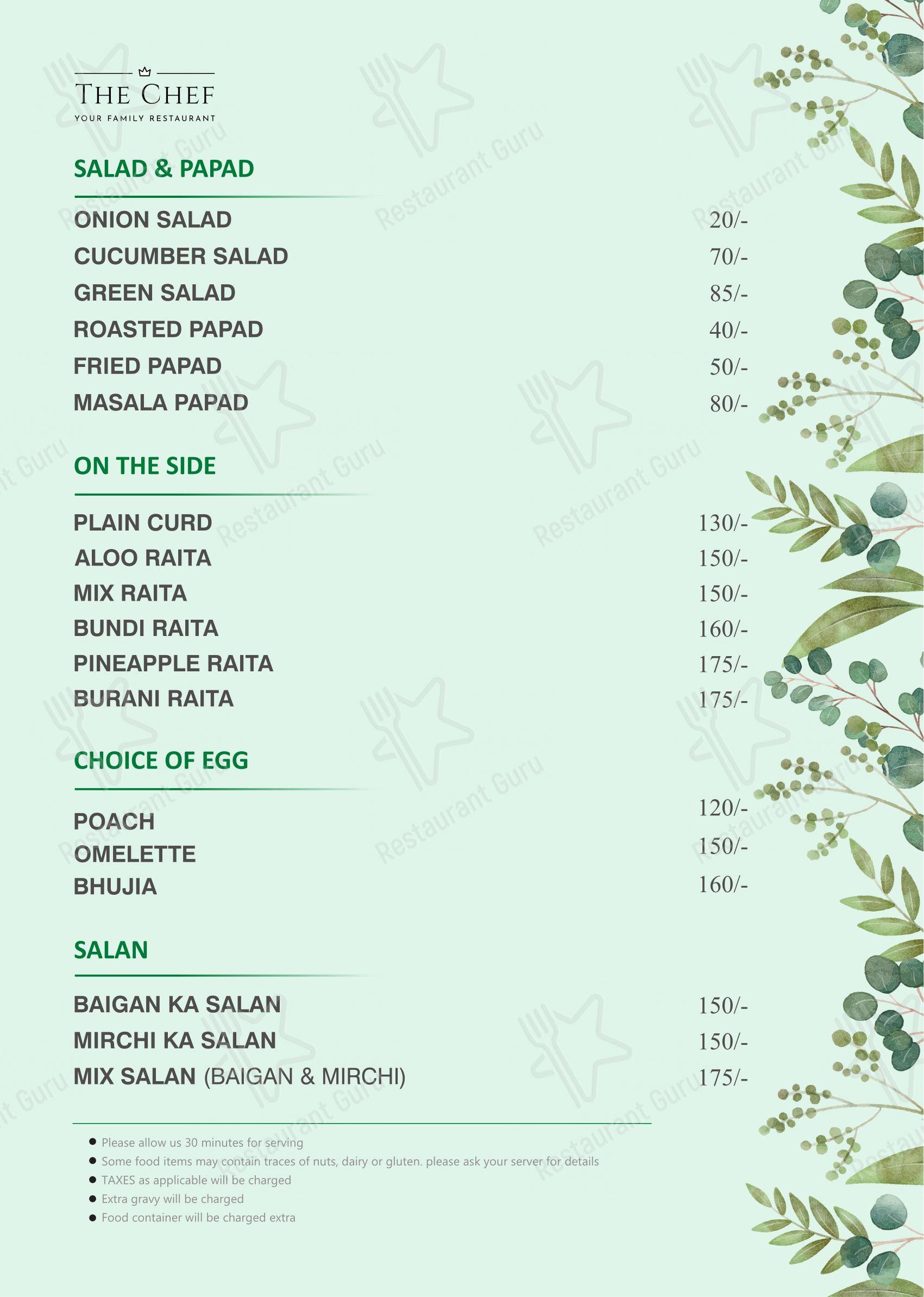 The Chef - Menu